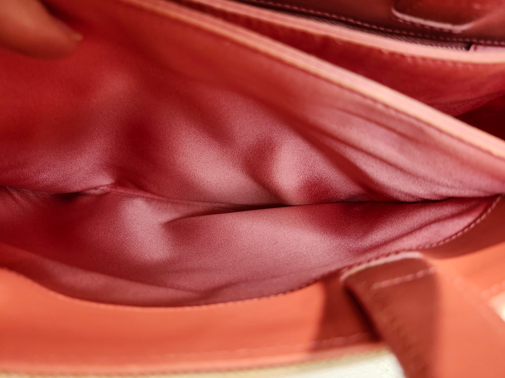 Prada Canvas Beige and Coral Small Tote Bag