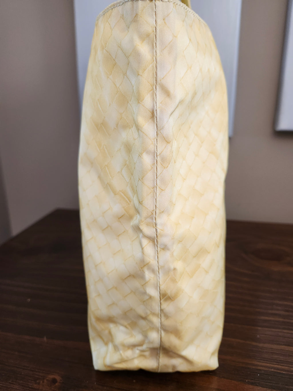 Bottega Veneta Intrecciato Illusion Yellow Nylon Tote with Bag Charm