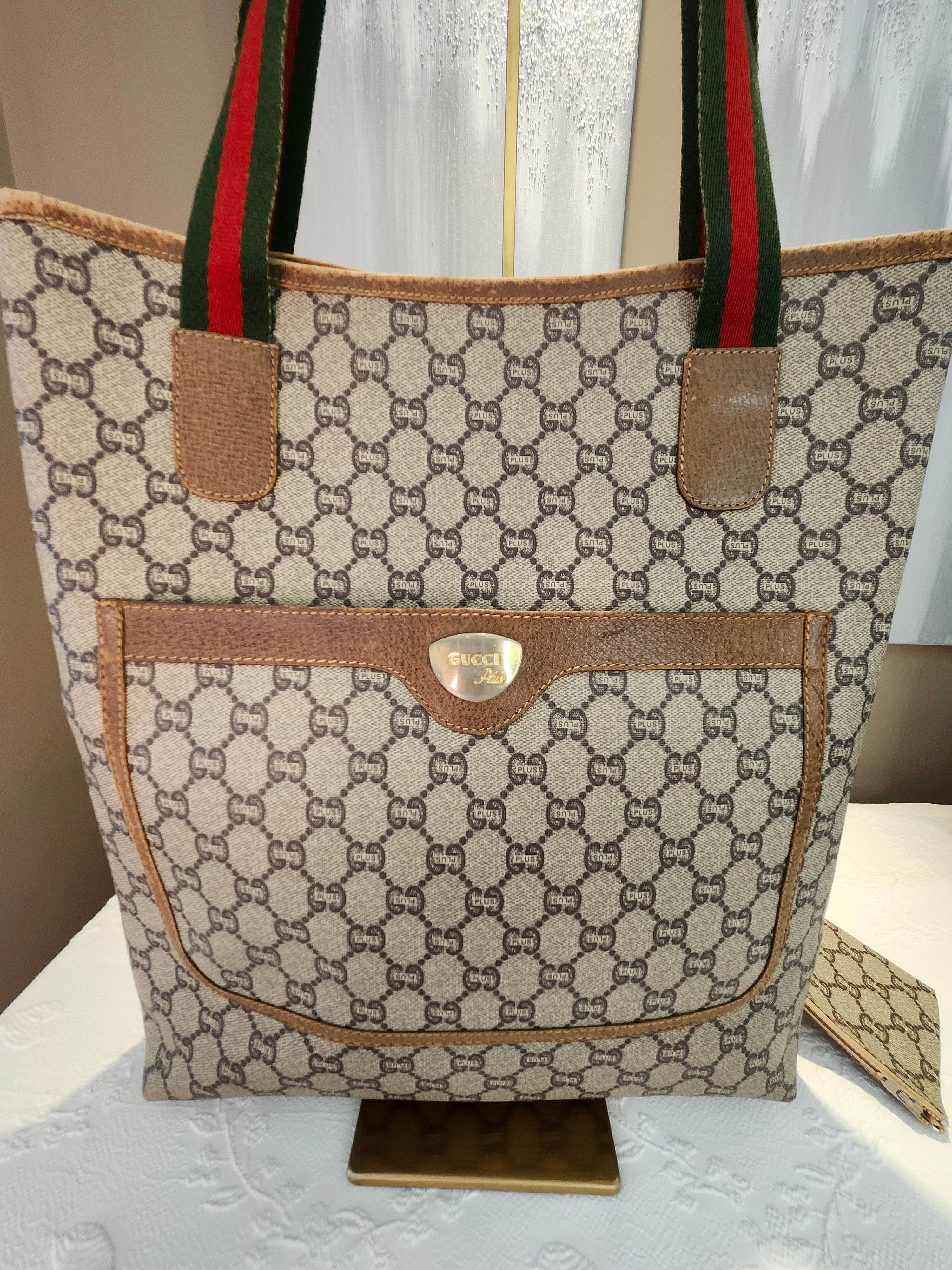 Gucci GG Plus Sherry Line Supreme Tote with Pouch Insert