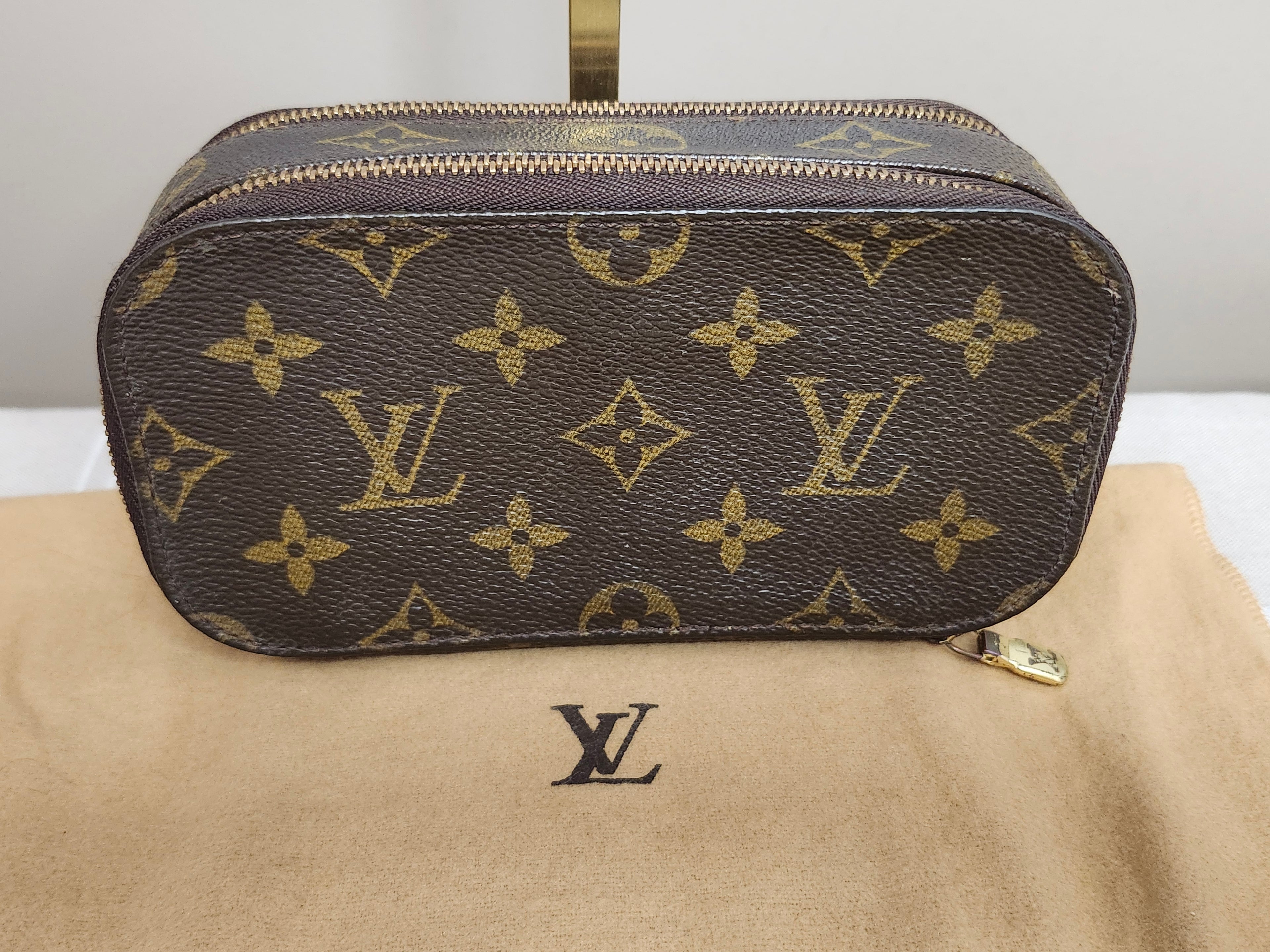 Louis Vuitton Monogram Trousse Blush Cosmetic Pouch In Brown And Tan