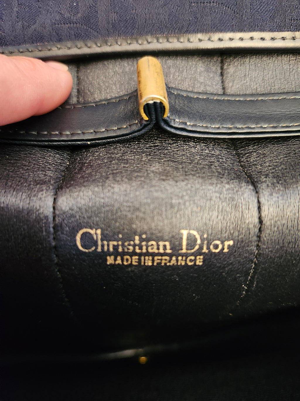 Christian Dior Cannage Trotter Saddle Canvas Bag in Navy