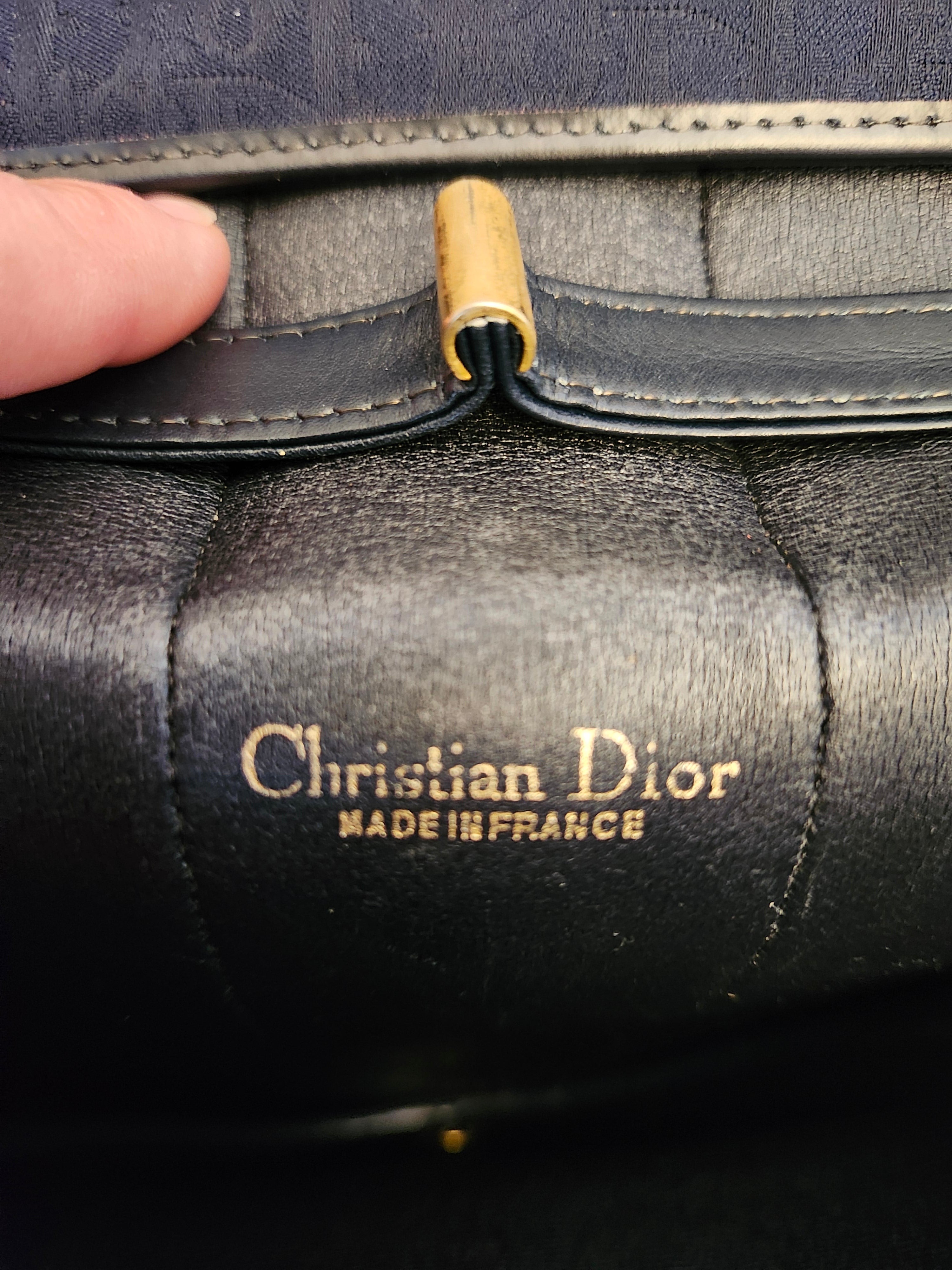 Christian Dior Cannage Trotter Saddle Canvas Bag in Navy