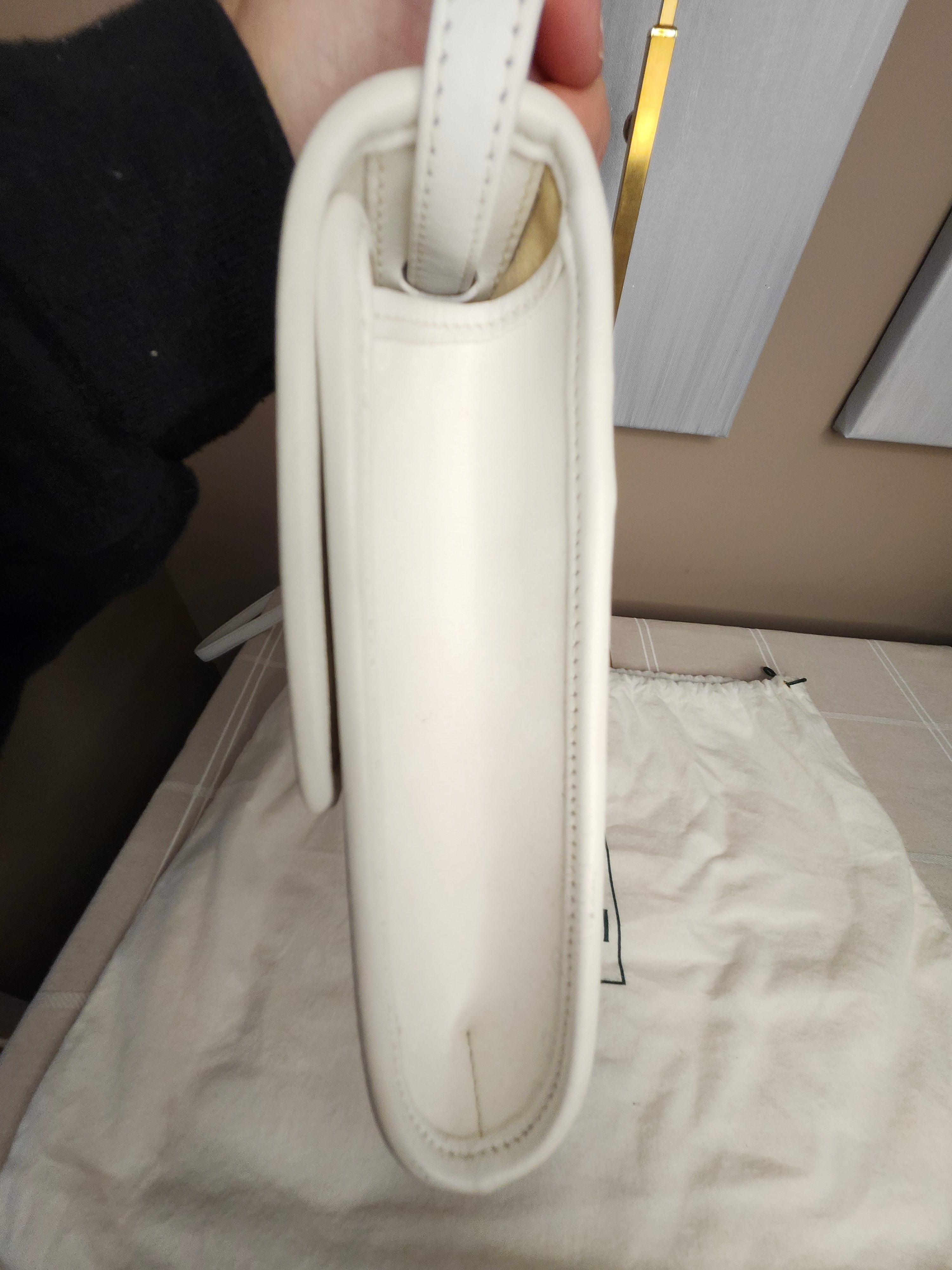 Gucci White Micro GG Leather 2 Way Women's (Clutch/Shoulder) Bag