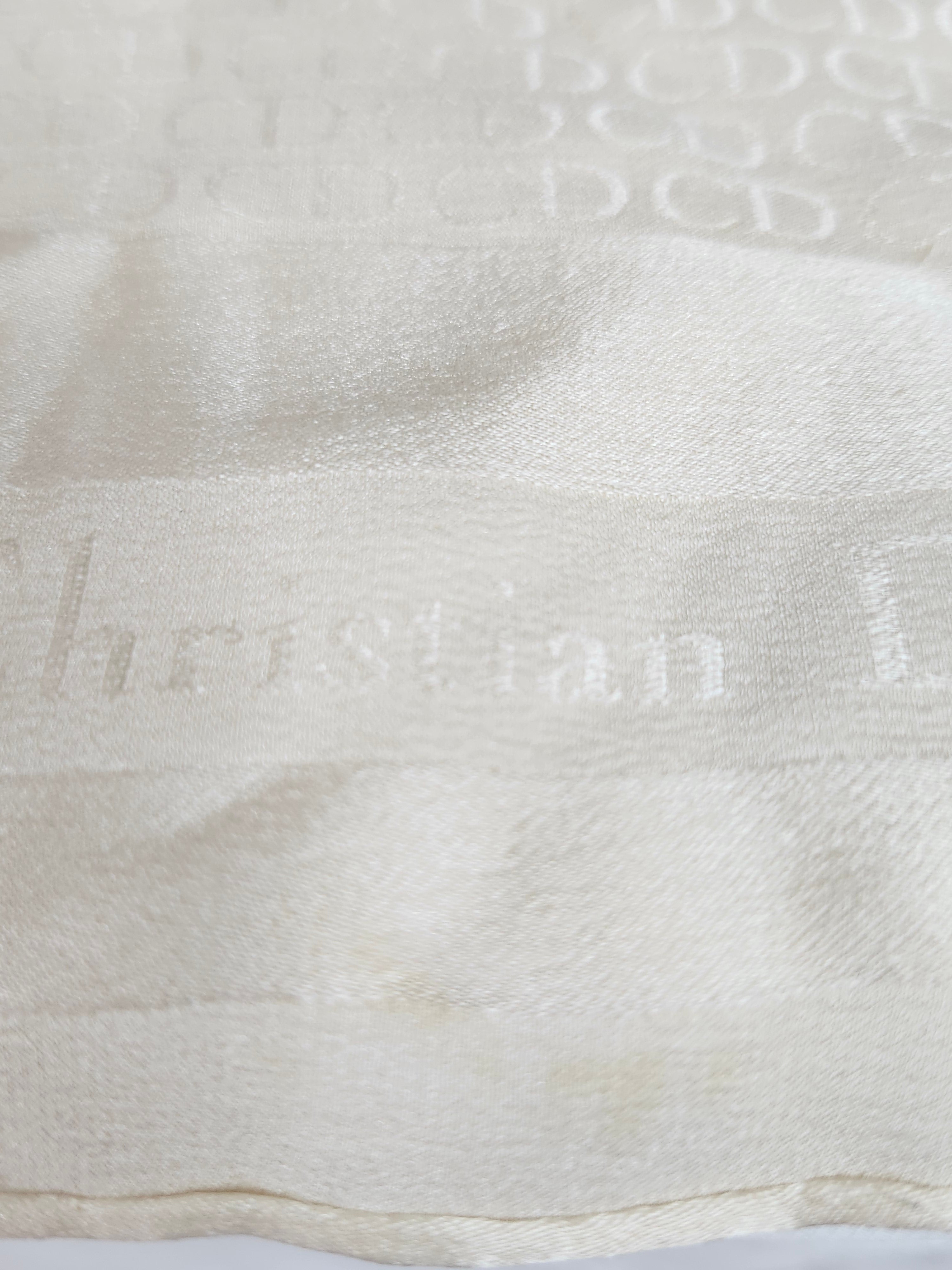 Christian Dior Silk Trotter Print Scarf in Cream