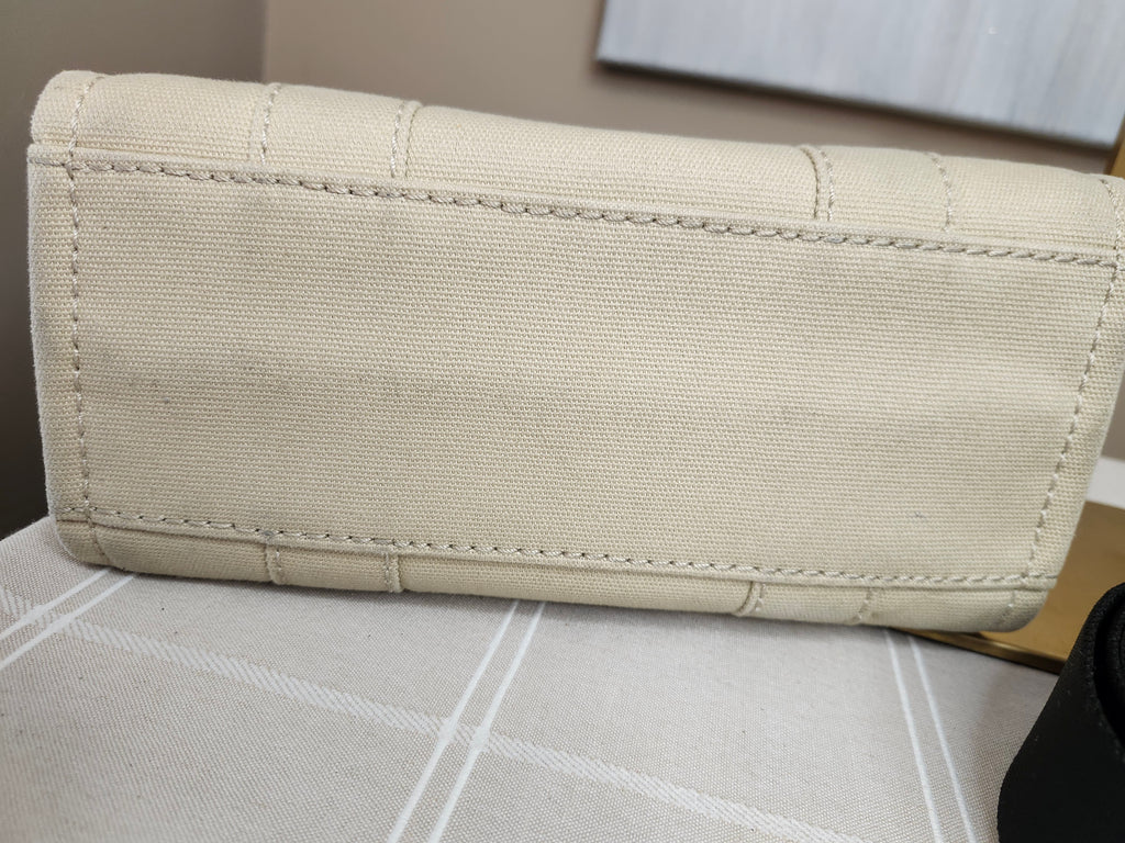Marc Jacob's The Tote Bag Canvas Tote in Beige Canvas with Black Strap
