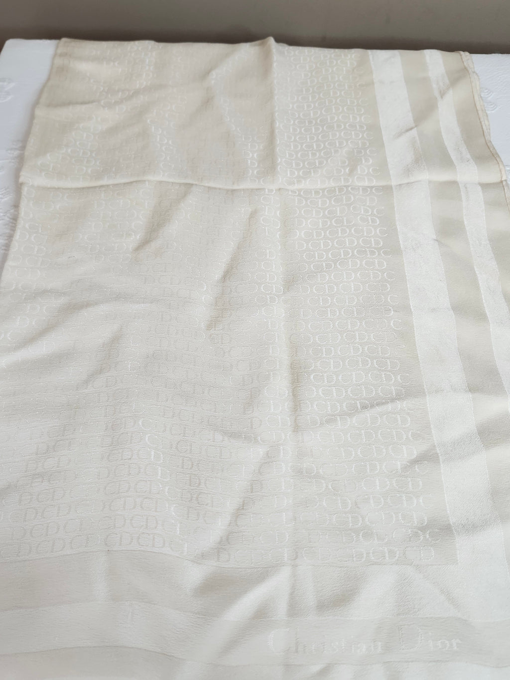 Christian Dior Silk Trotter Print Scarf in Cream