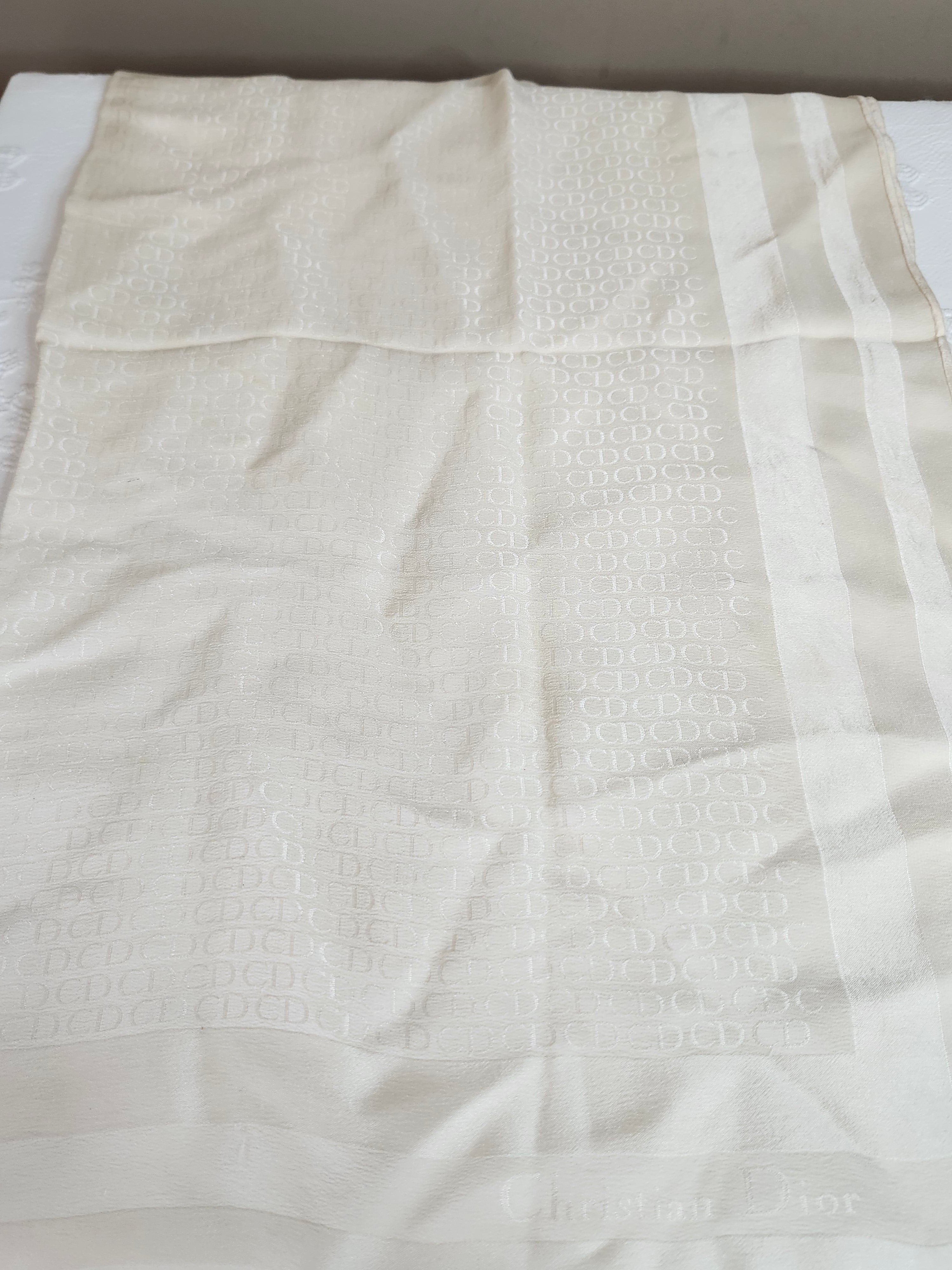 Christian Dior Silk Trotter Print Scarf in Cream