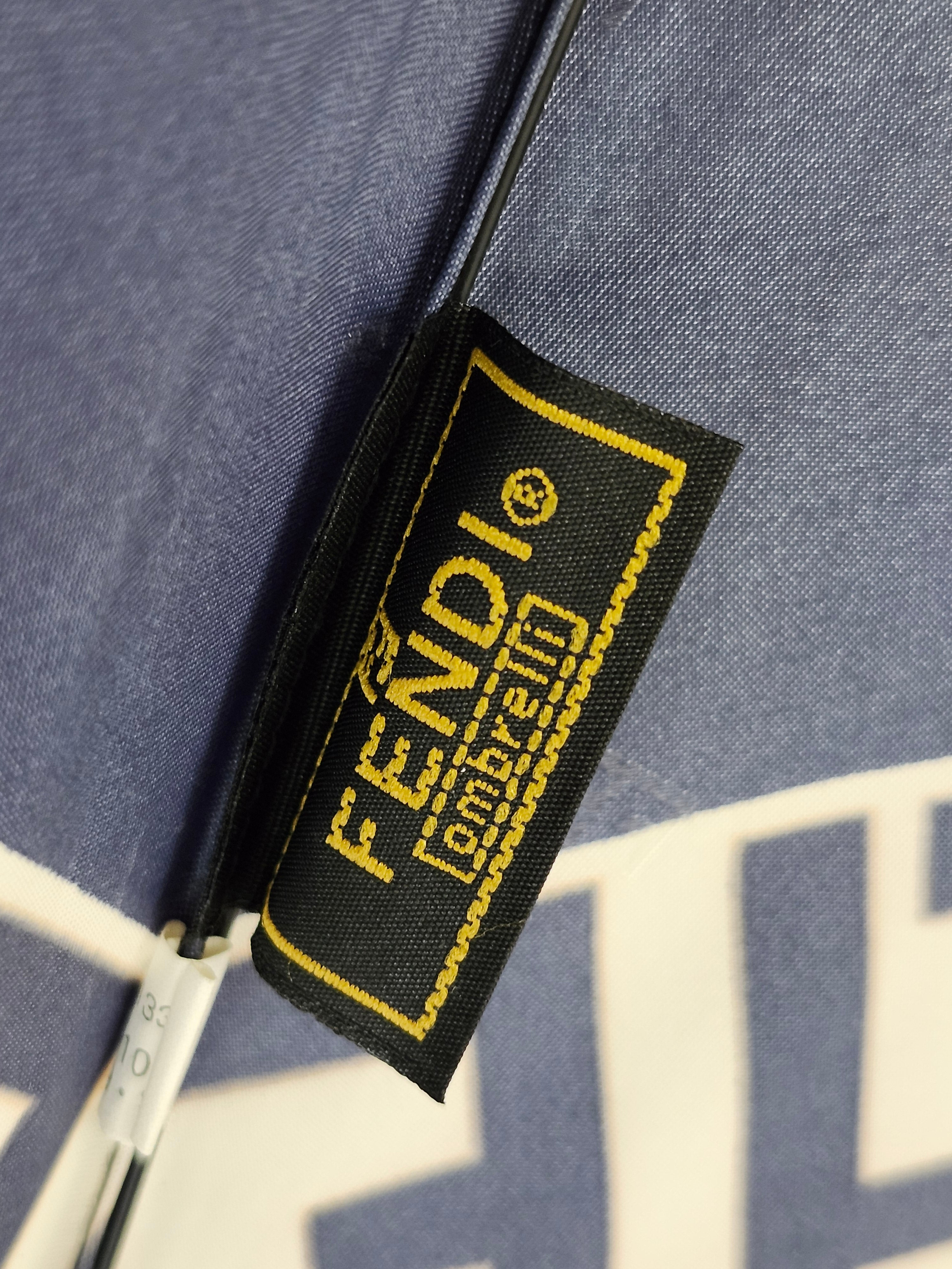 Fendi Zucca FF Print Folding Umbrella in Blue and Tan