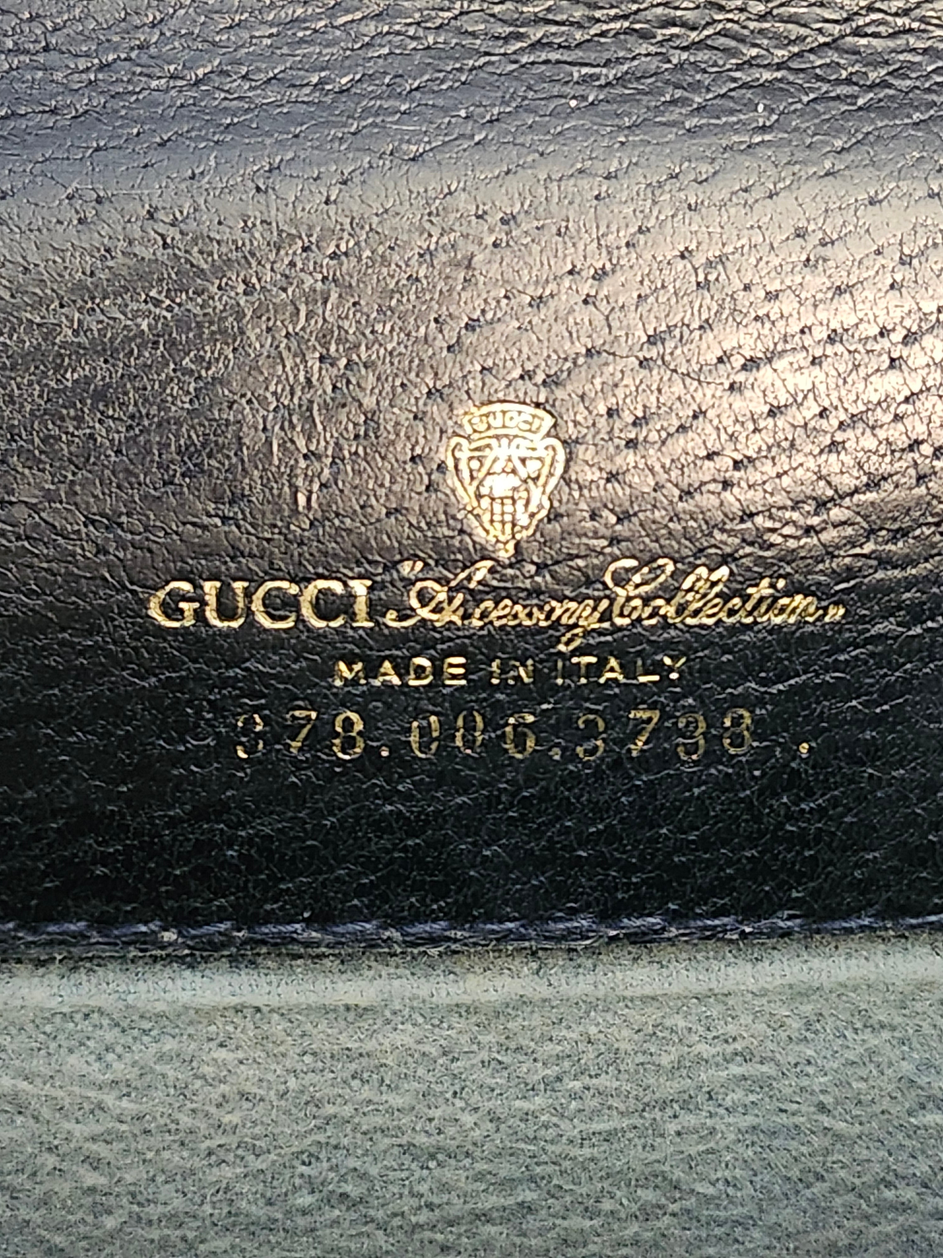 Gucci GG Supreme Sherry Line Stripe Shoulder Bag in Navy Gray, Gold and Red