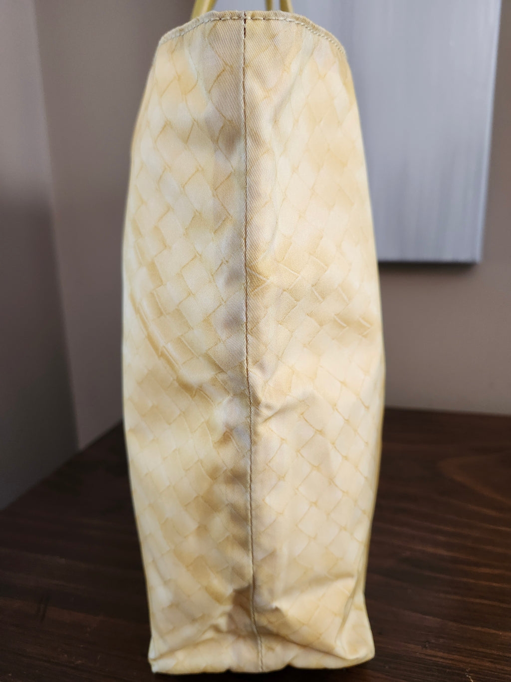 Bottega Veneta Intrecciato Illusion Yellow Nylon Tote with Bag Charm