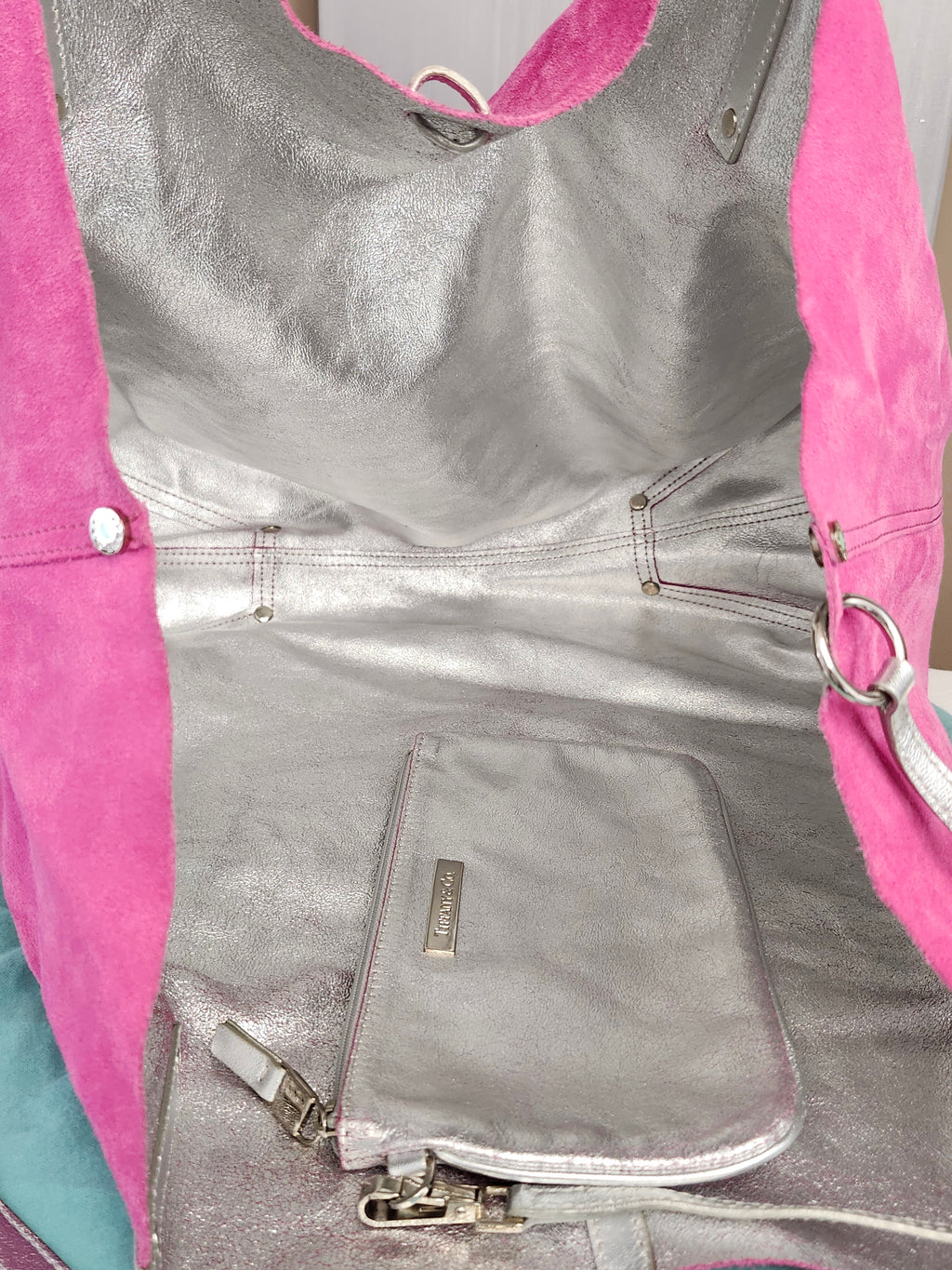 Tiffany & Co. Reversible Tote Bag in Pink Suede and Silver