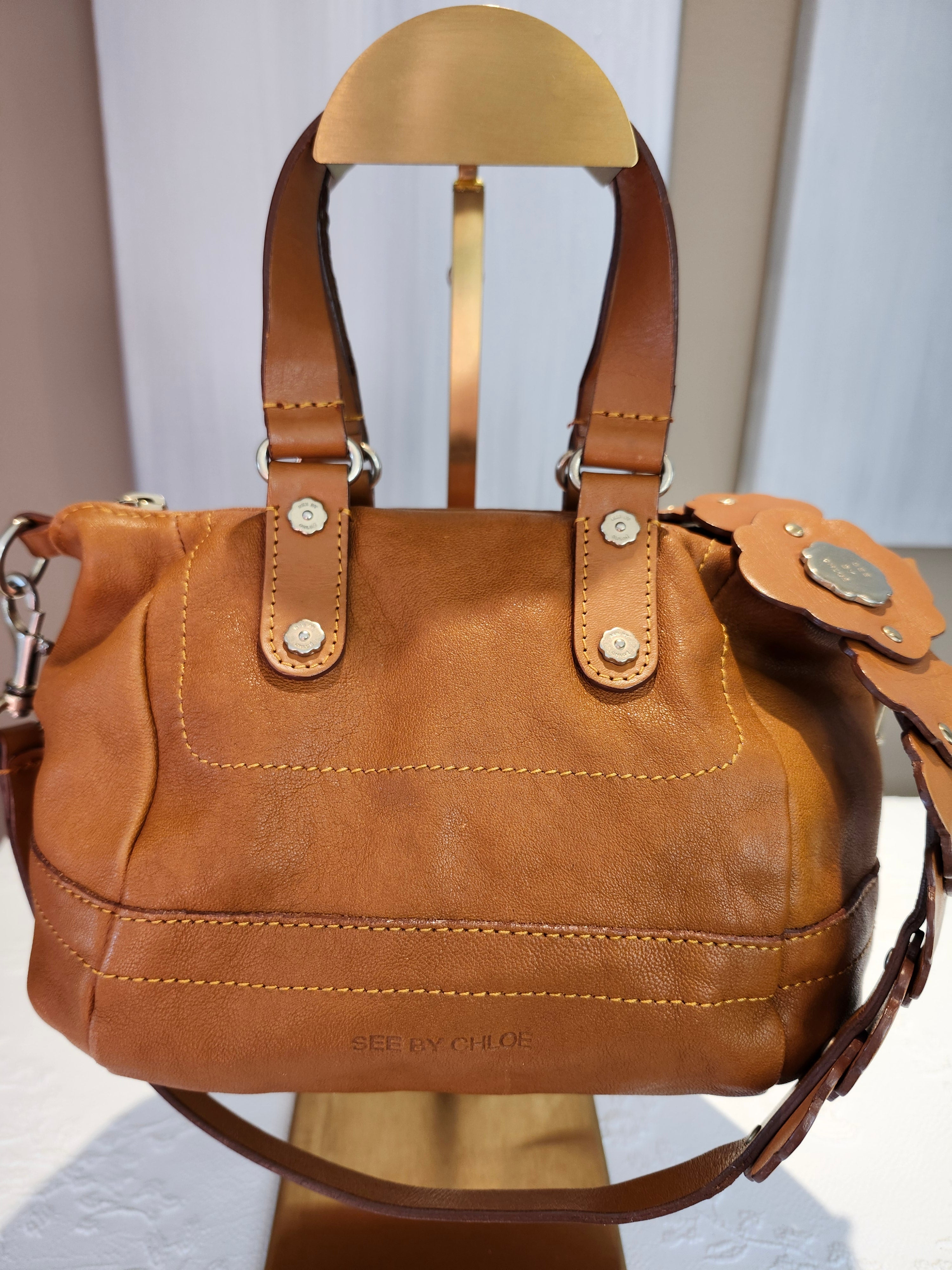 See by Chloe Tan Leather 2 Way Convertible Leather Hand and Crossbody Bag