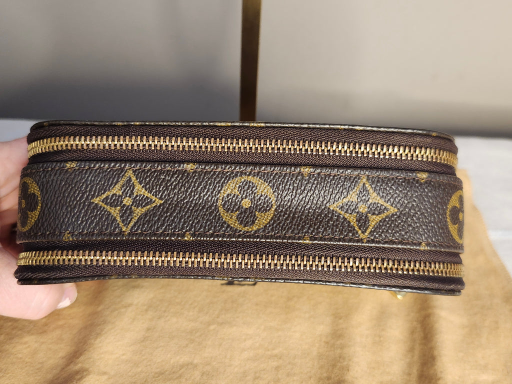 Louis Vuitton Monogram Trousse Blush Cosmetic Pouch In Brown And Tan