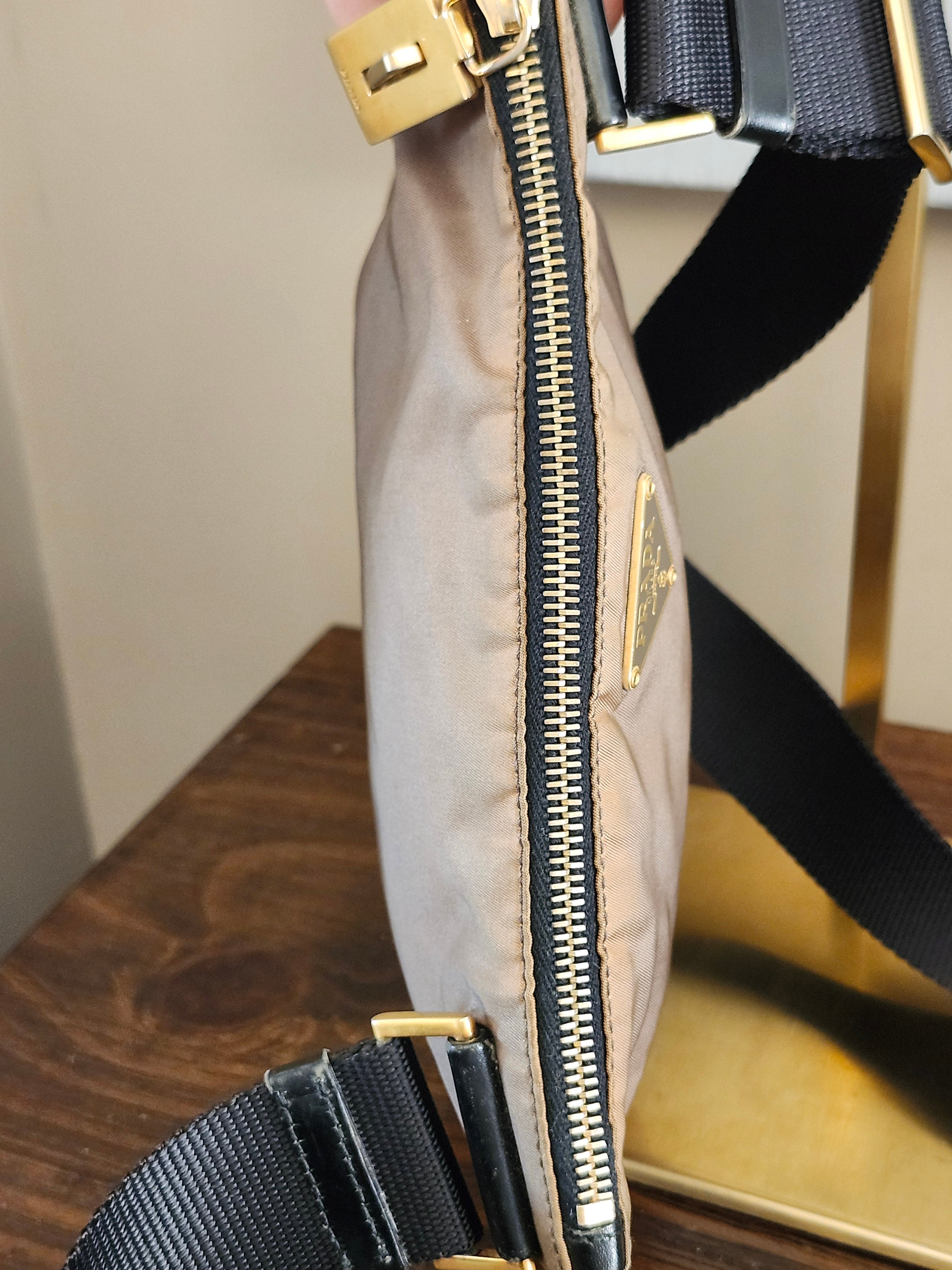 Prada Tessuto Brown Nylon Triangle Logo Shoulder Bag