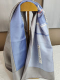Christian Dior Trotter Geometric Silk Scarf in Blue, Grey, Coral and Grey