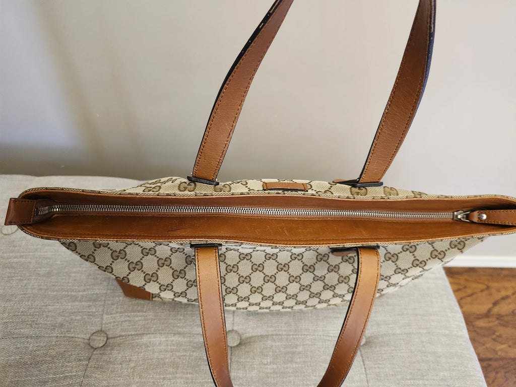 Gucci GG Canvas Sherry Line Shoppers Tote Bag