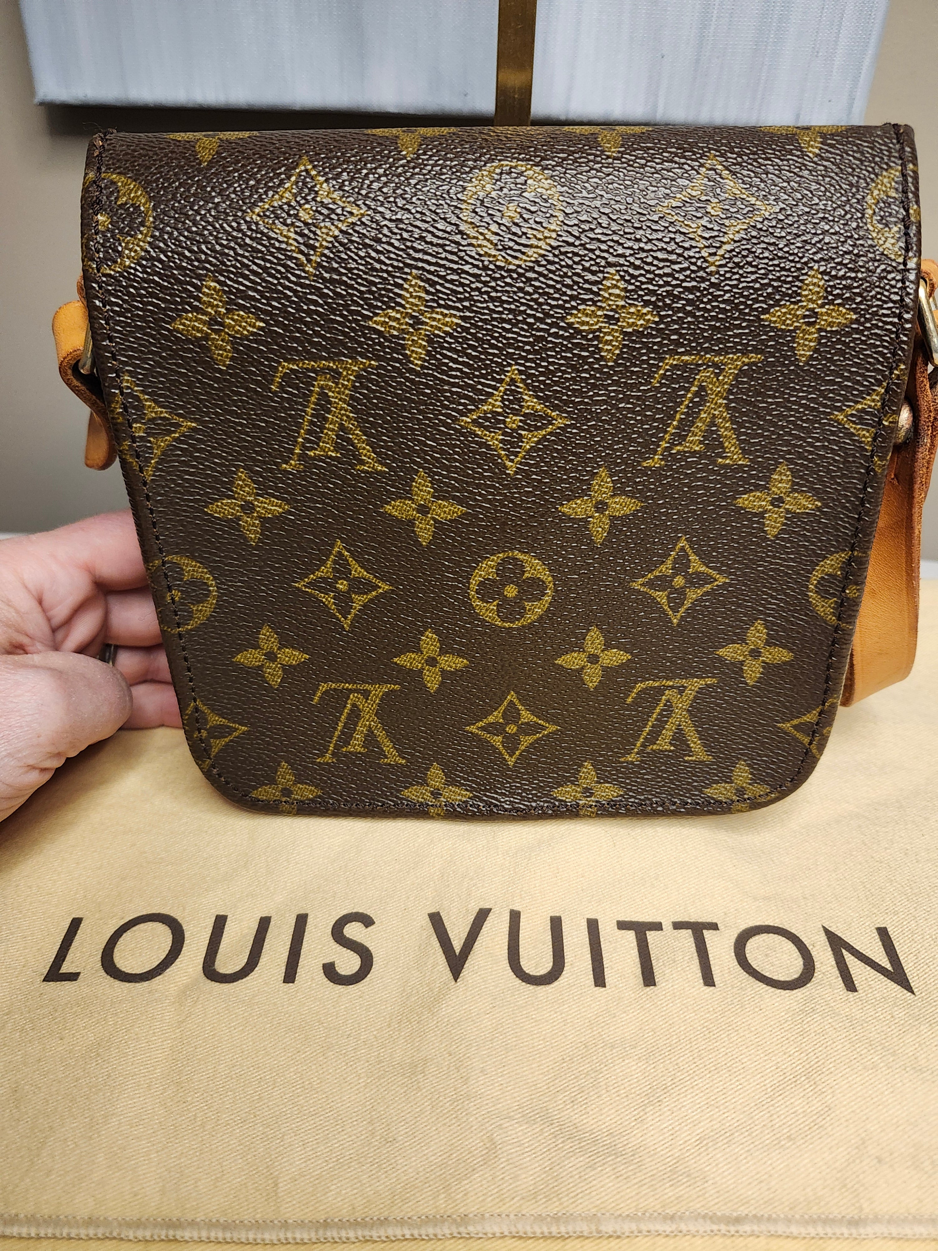 Louis Vuitton Cartouchiere PM Mini Brown and Tan Monogram Adjustable Crossbody Bag