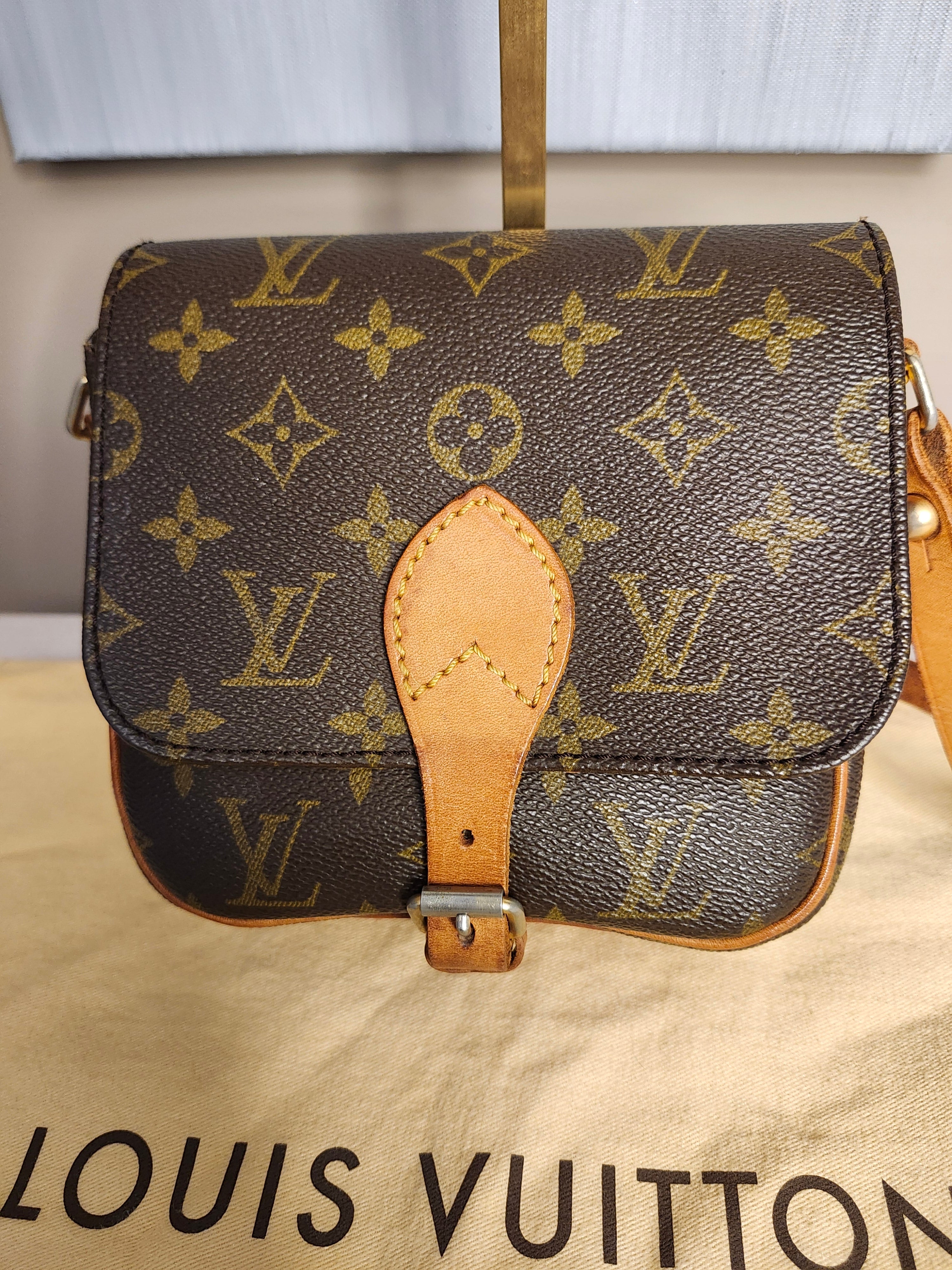 Louis Vuitton Cartouchiere PM Mini Brown and Tan Monogram Adjustable Crossbody Bag