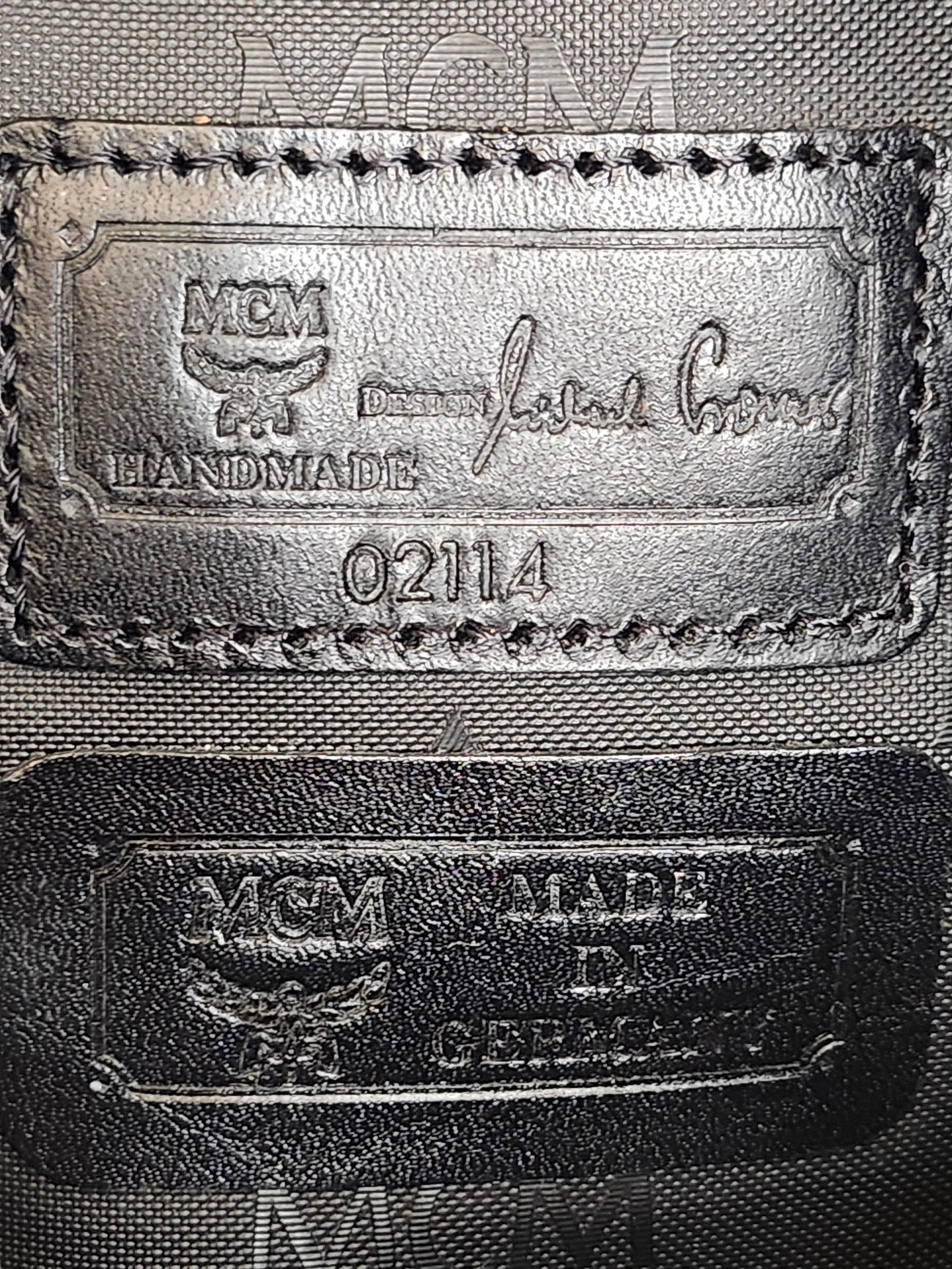 MCM Visetos Monogram Black Boston Bag with Gold Hardware Lock and Keys Included