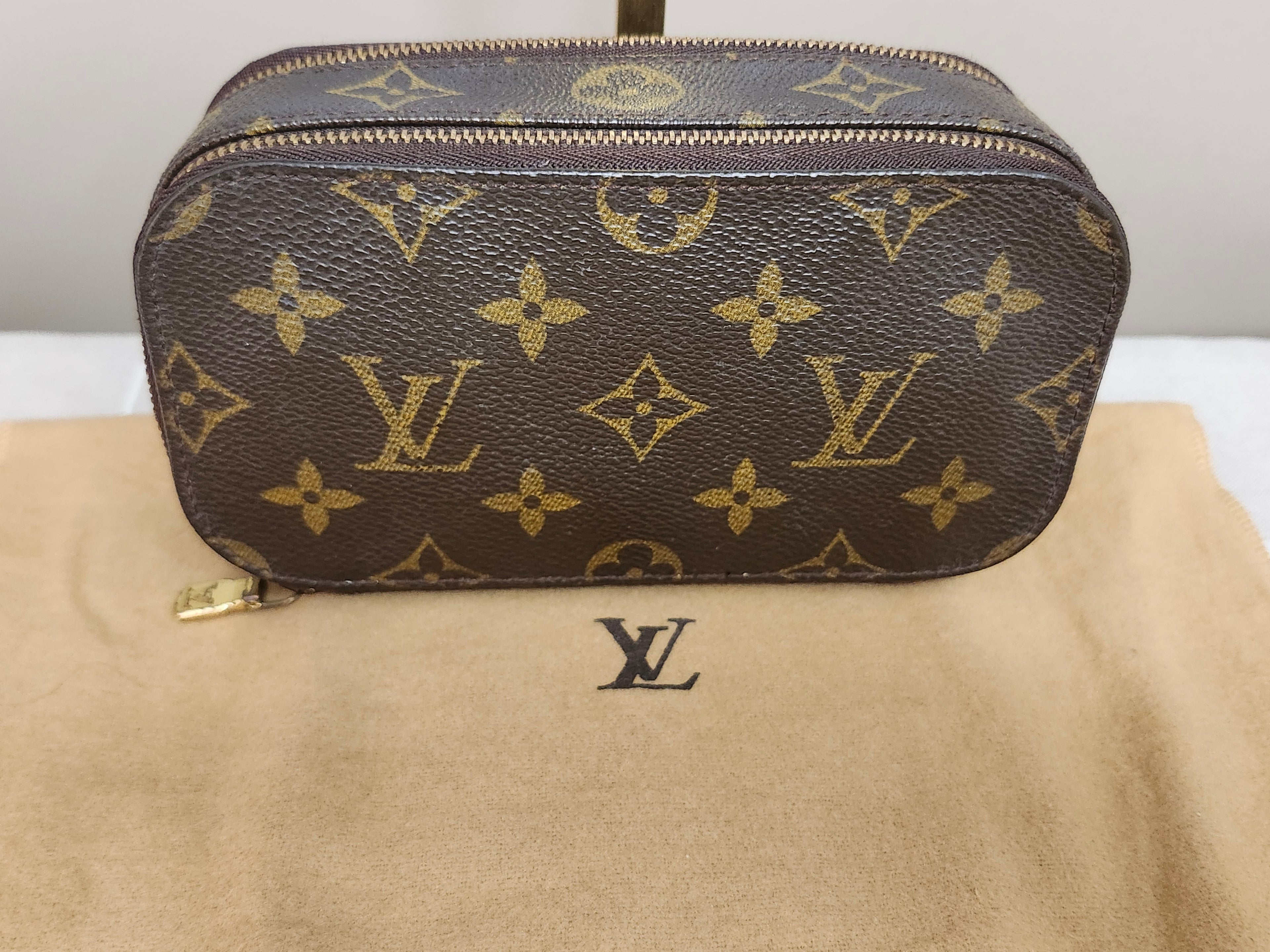 Louis Vuitton Monogram Trousse Blush Cosmetic Pouch In Brown And Tan