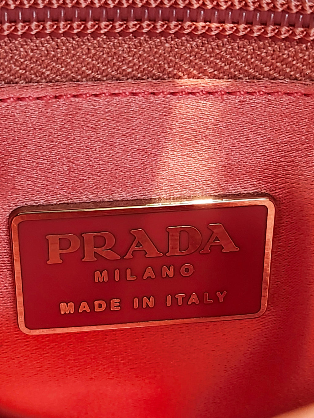 Prada Canvas Beige and Coral Small Tote Bag