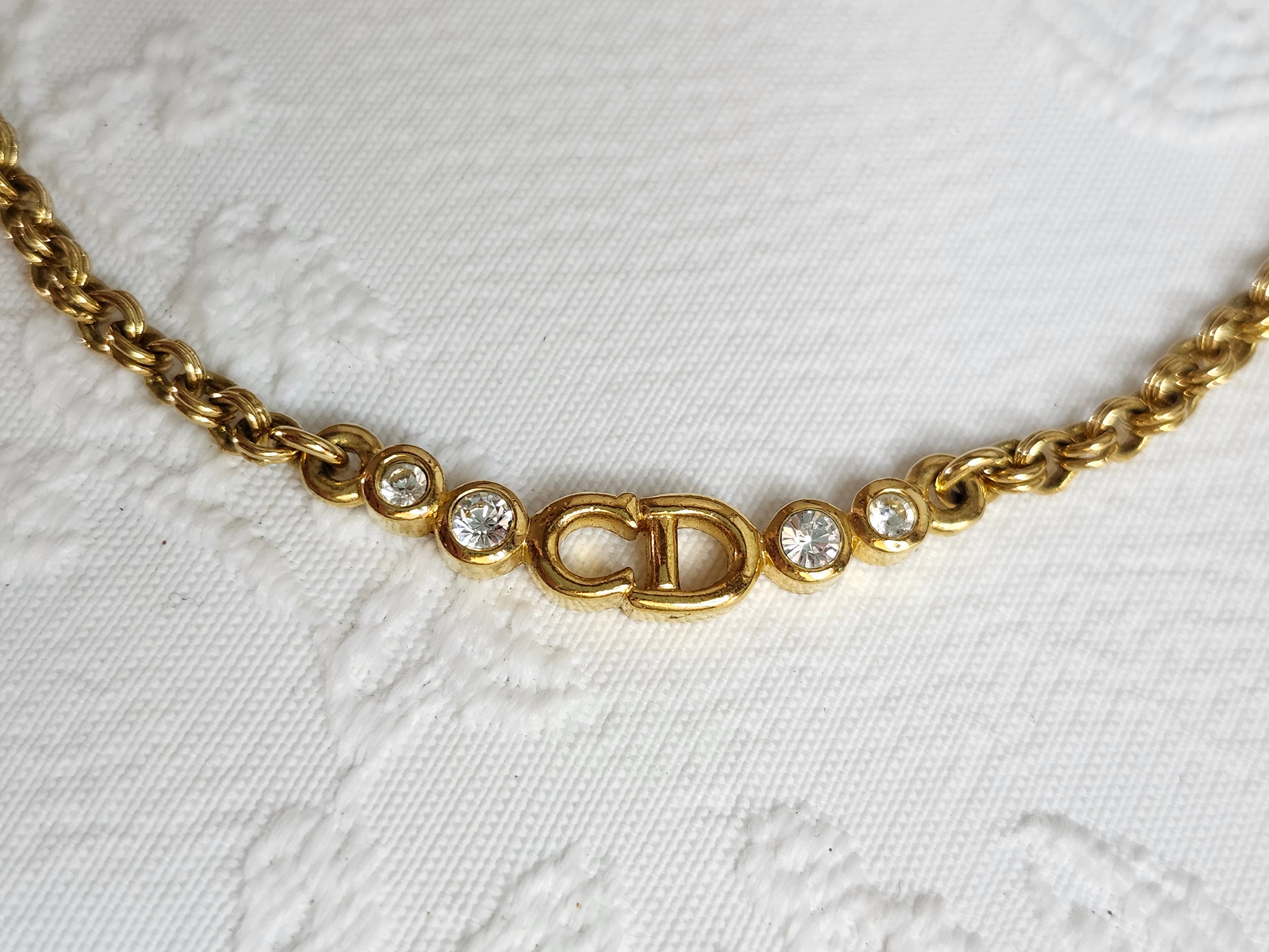 Christian Dior Crystal CD Logo Collar Necklace