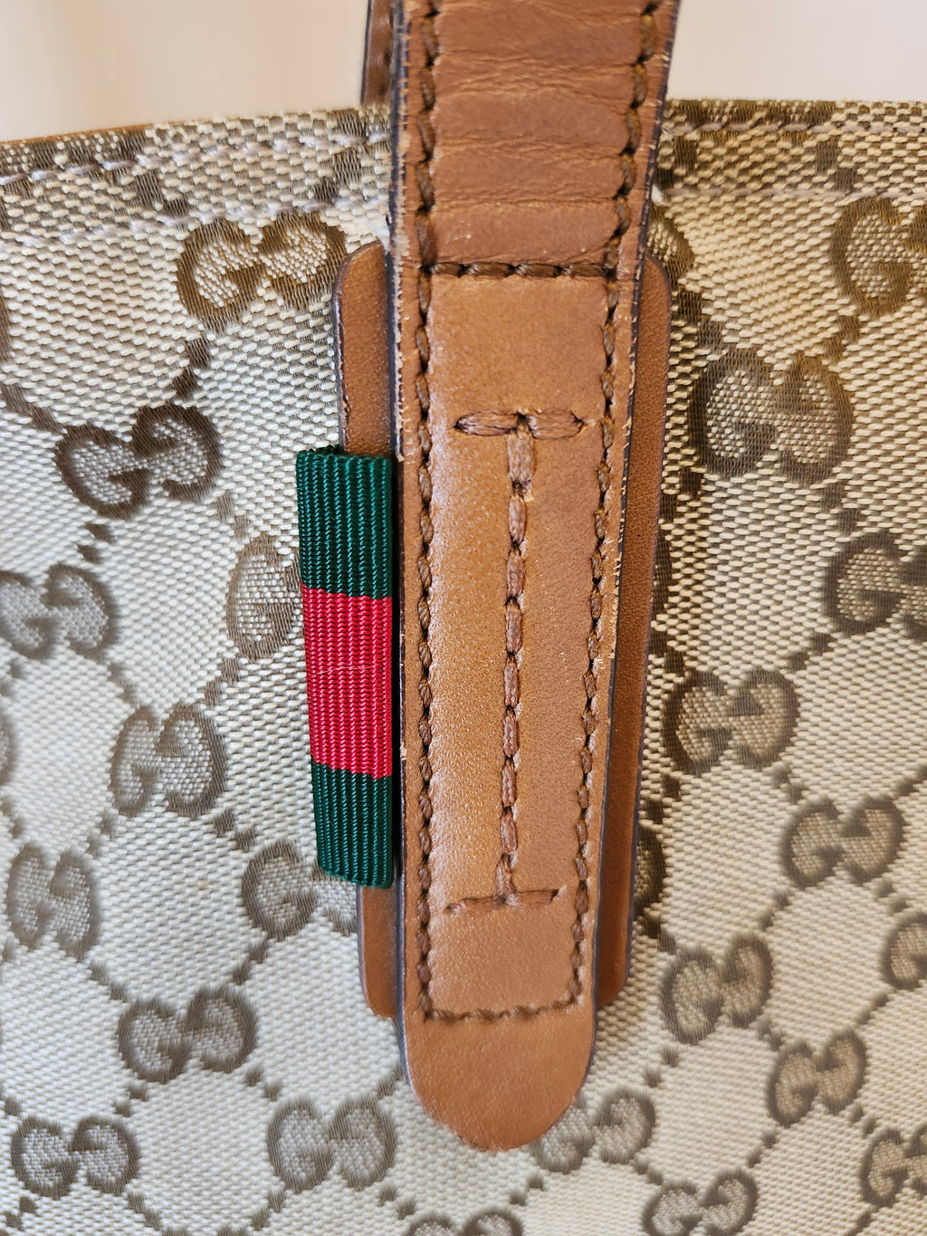 Gucci GG Canvas Sherry Line Shoppers Tote Bag