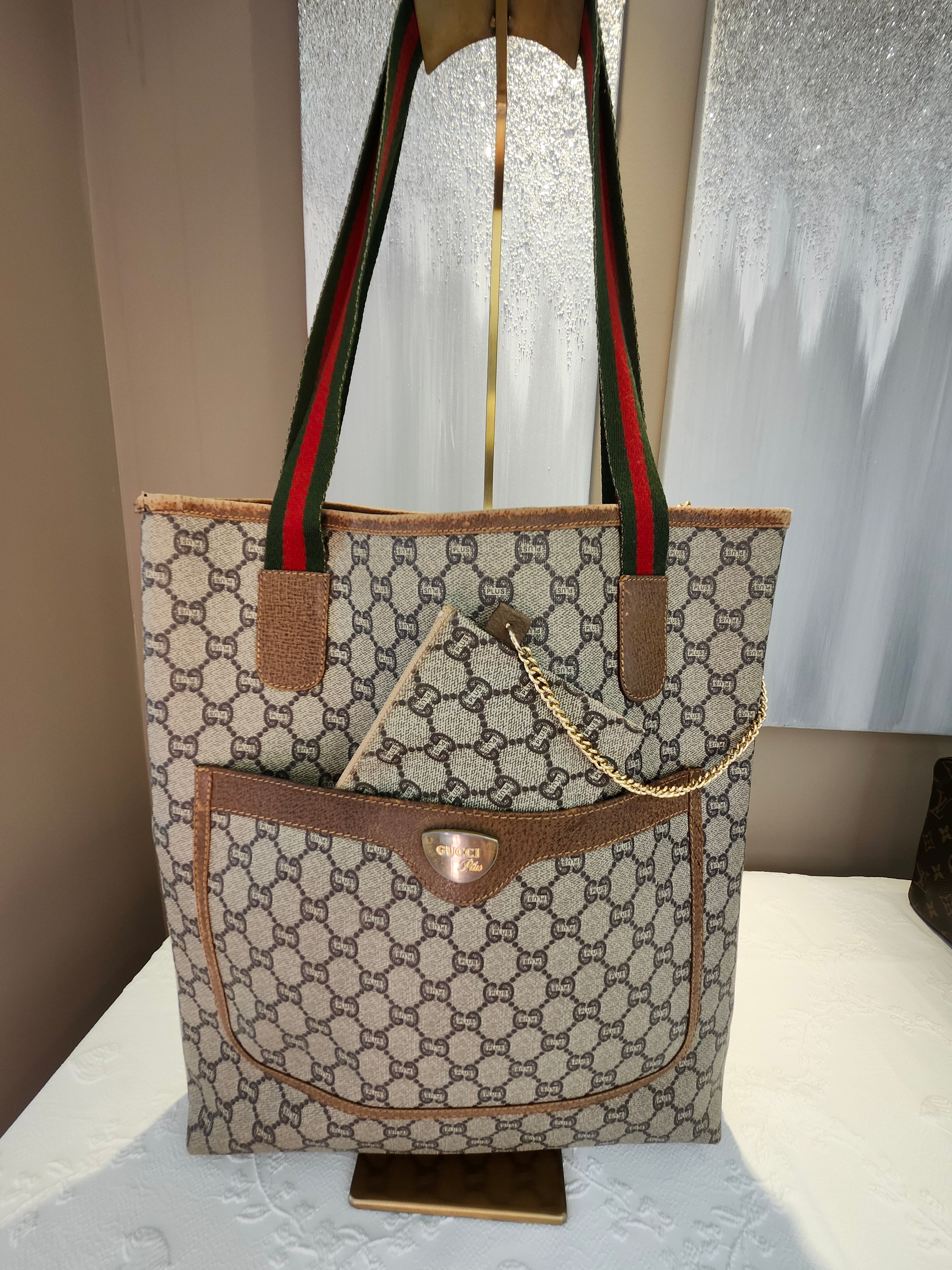 Gucci GG Plus Sherry Line Supreme Tote with Pouch Insert
