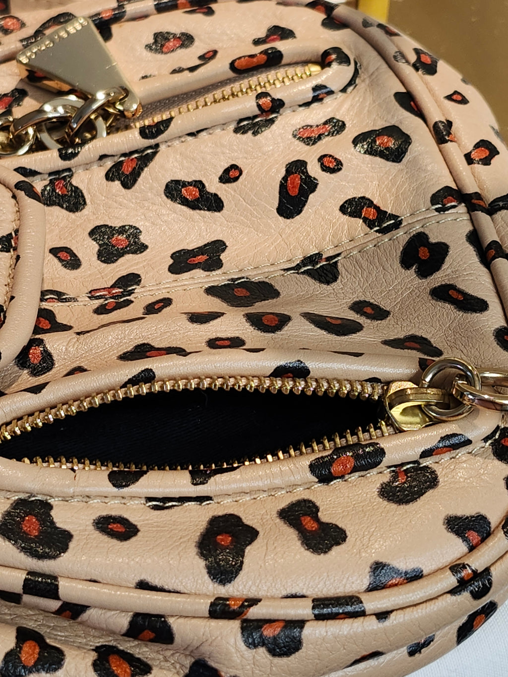 See by Chloe Animal Print Crossbody Hobo Bag with Double Gold Zip Hardware