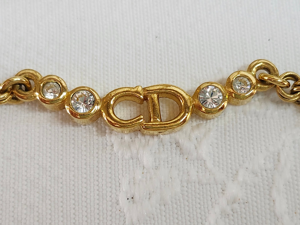 Christian Dior Crystal CD Logo Collar Necklace