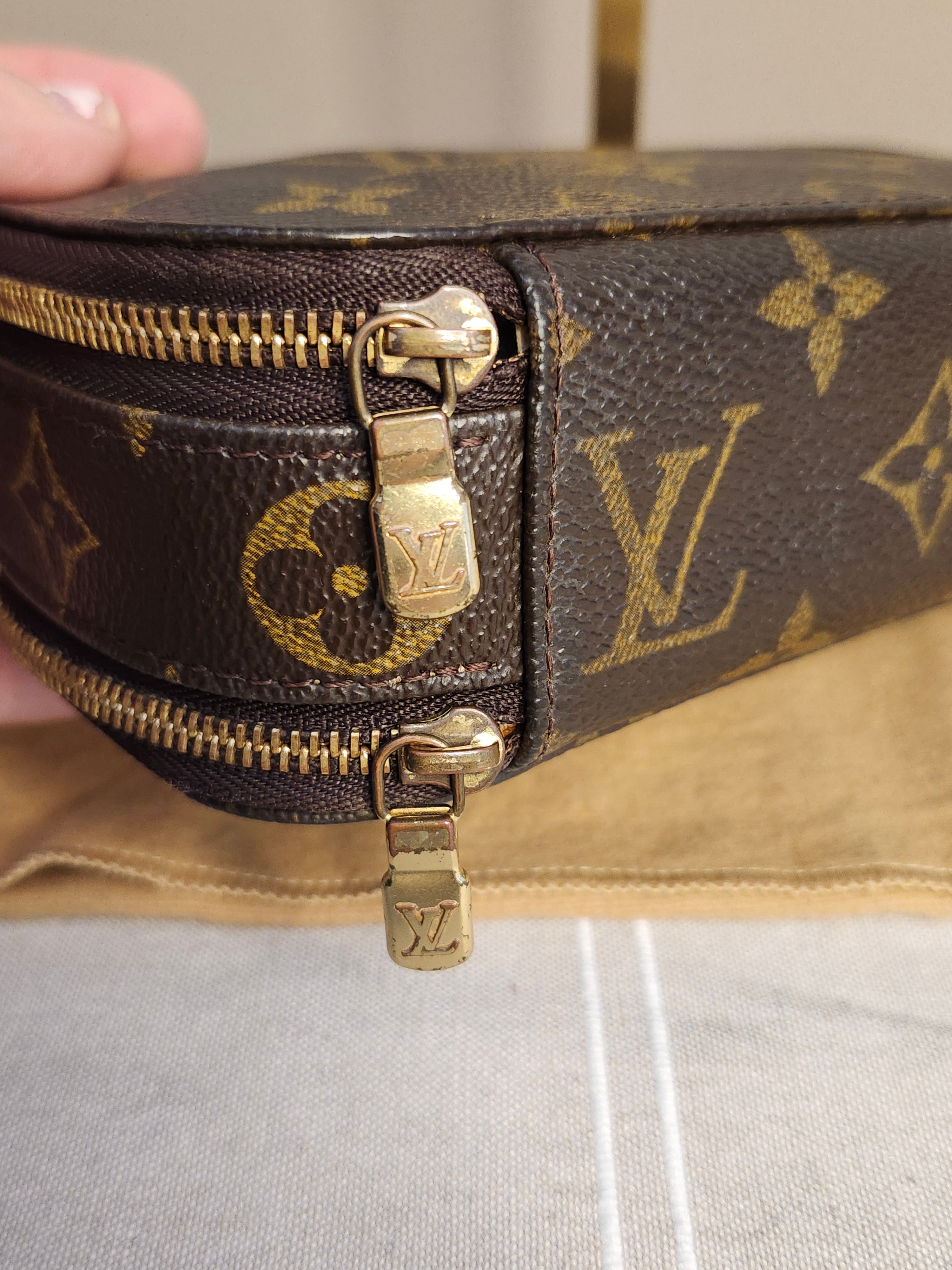 Louis Vuitton Monogram Trousse Blush Cosmetic Pouch In Brown And Tan