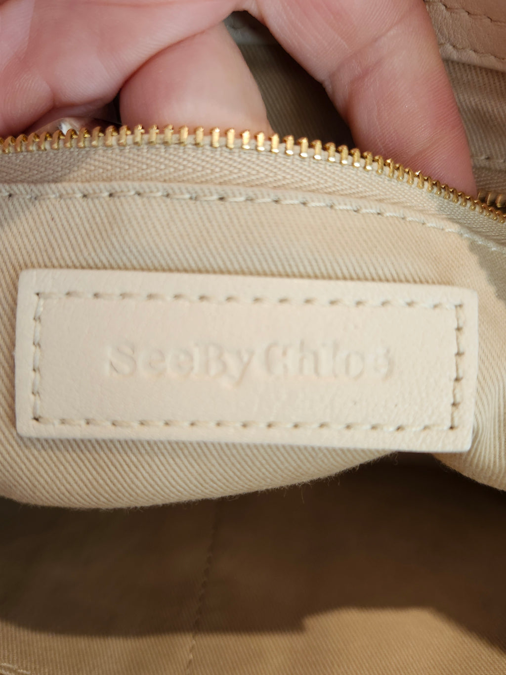 See by Chloé Paige Mini Leather 2-way Convertible Hand Bag in Cream