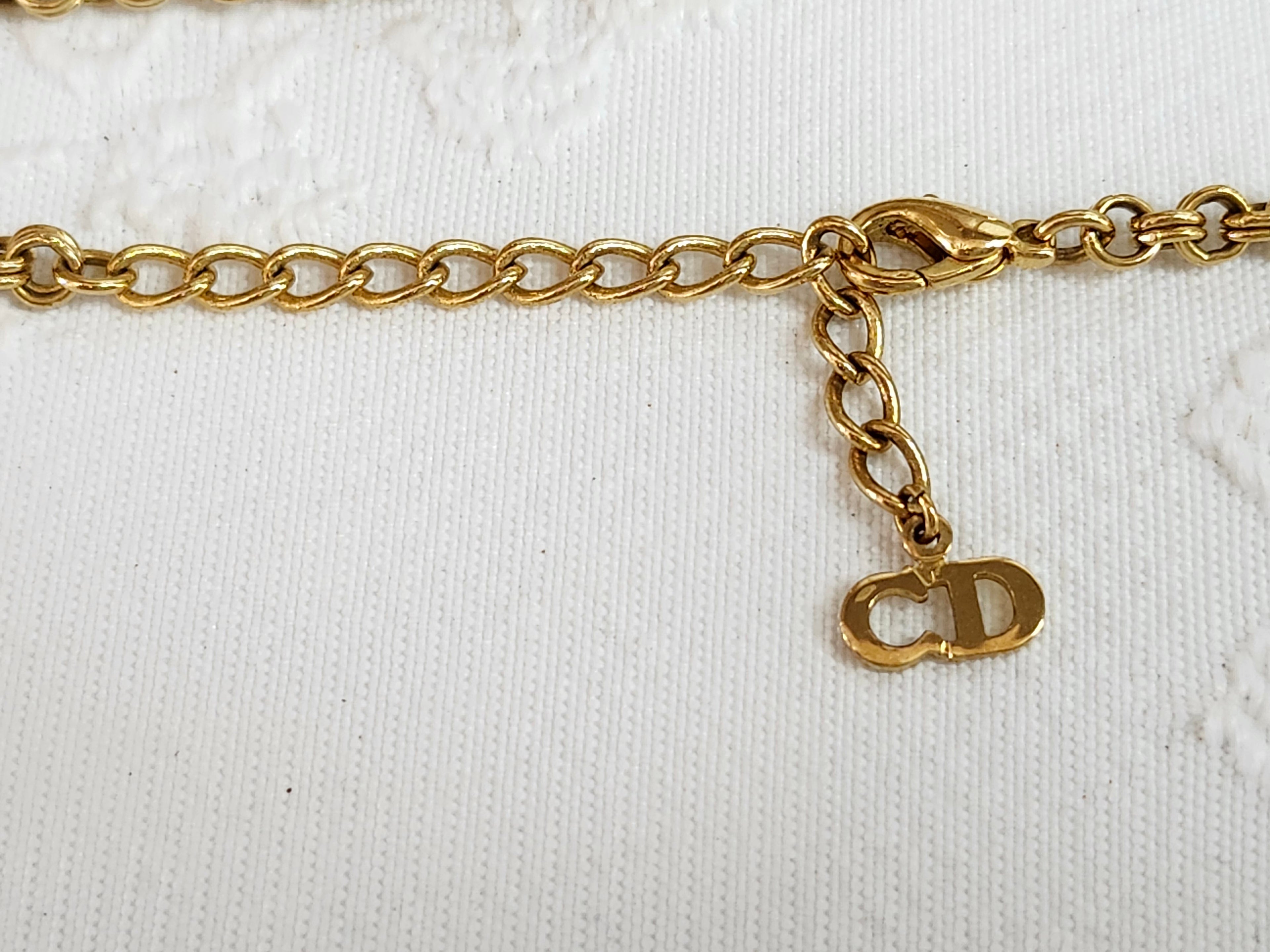 Christian Dior Crystal CD Logo Collar Necklace