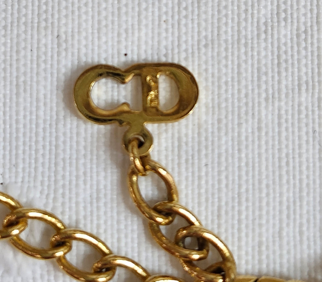 Christian Dior Crystal CD Logo Collar Necklace