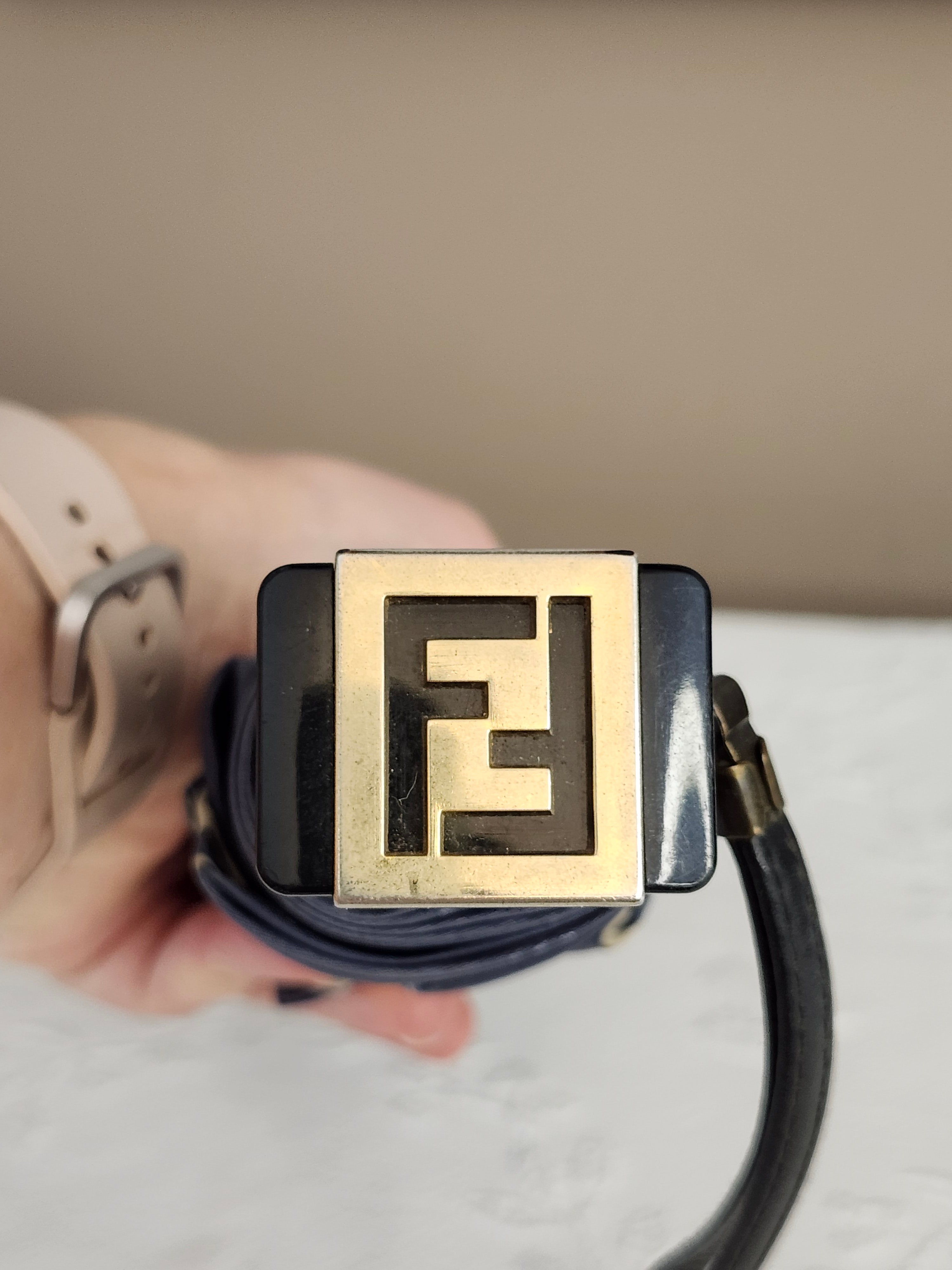 Fendi Zucca FF Print Folding Umbrella in Blue and Tan