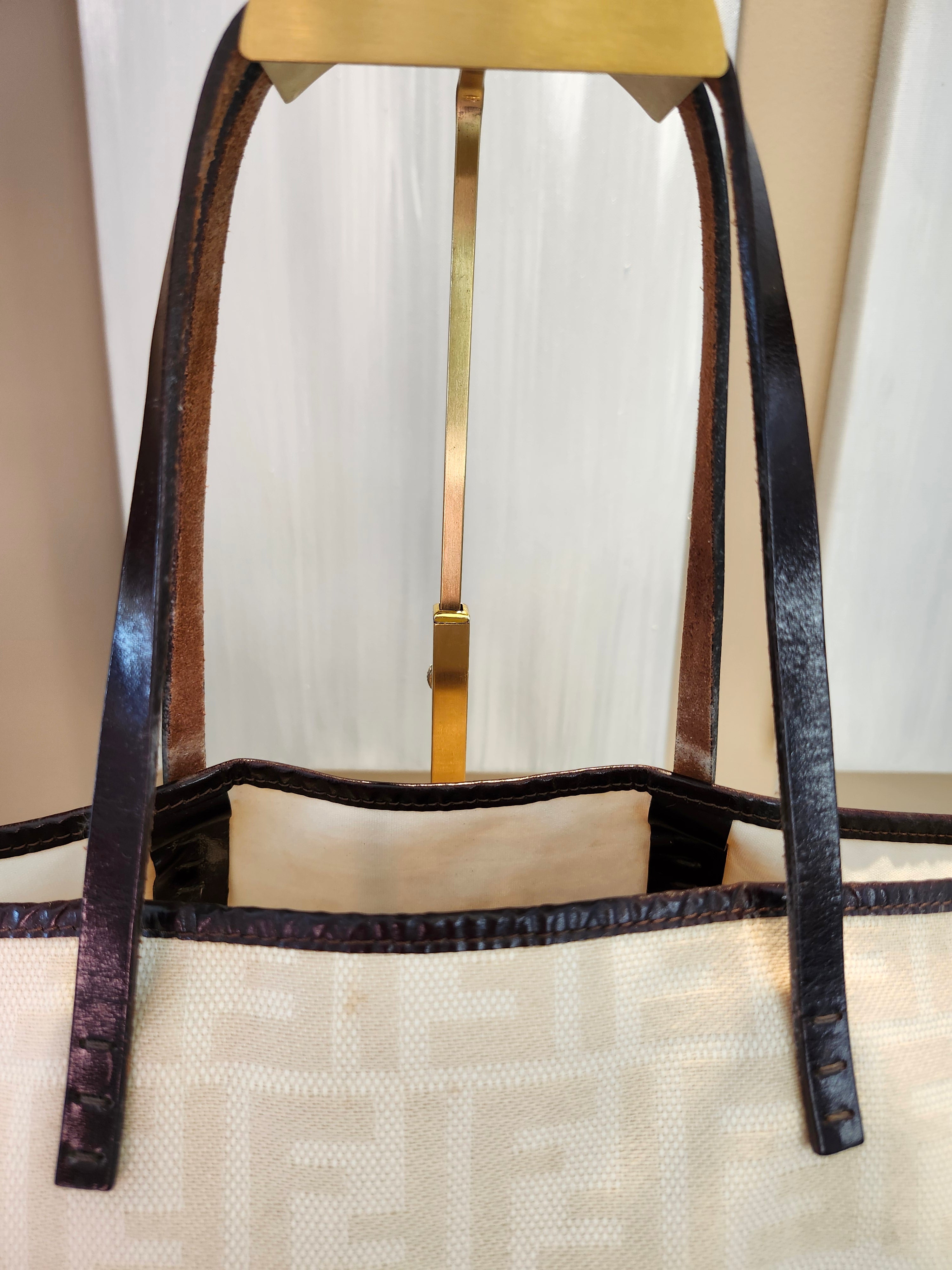 Fendi FF Monogram Cream Neverfull Tote Bag with Leather Pouch Insert