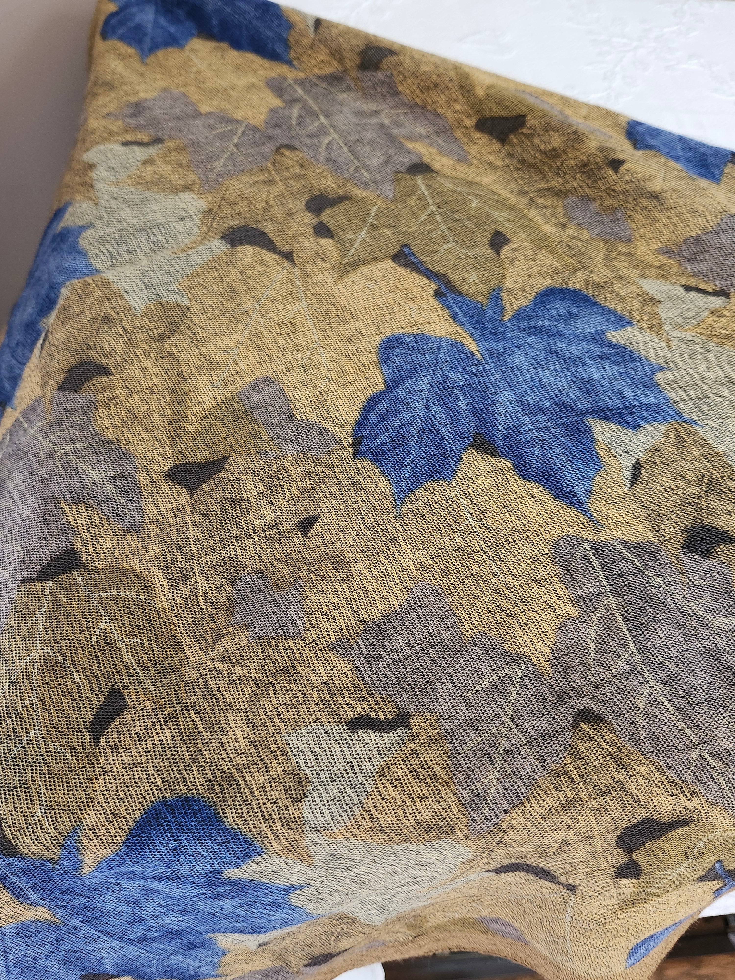 Christian Dior Leaves Sports Scarf in Beige, Blue and Brown