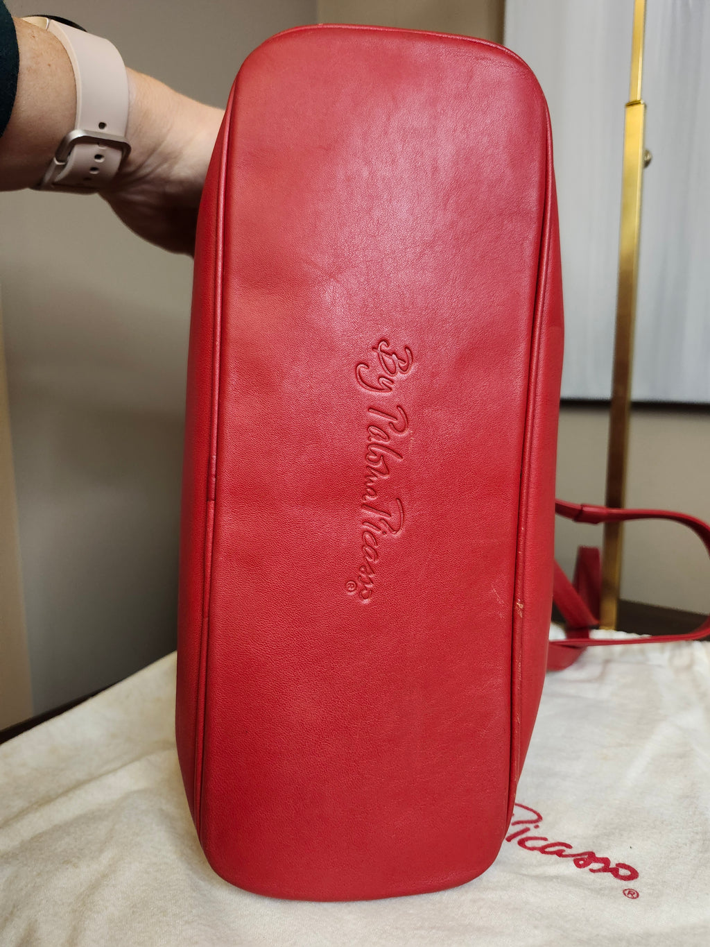 Paloma Picasso by Tiffany Red Leather Shoulder Bag With Gold Hardware and Dust Bag