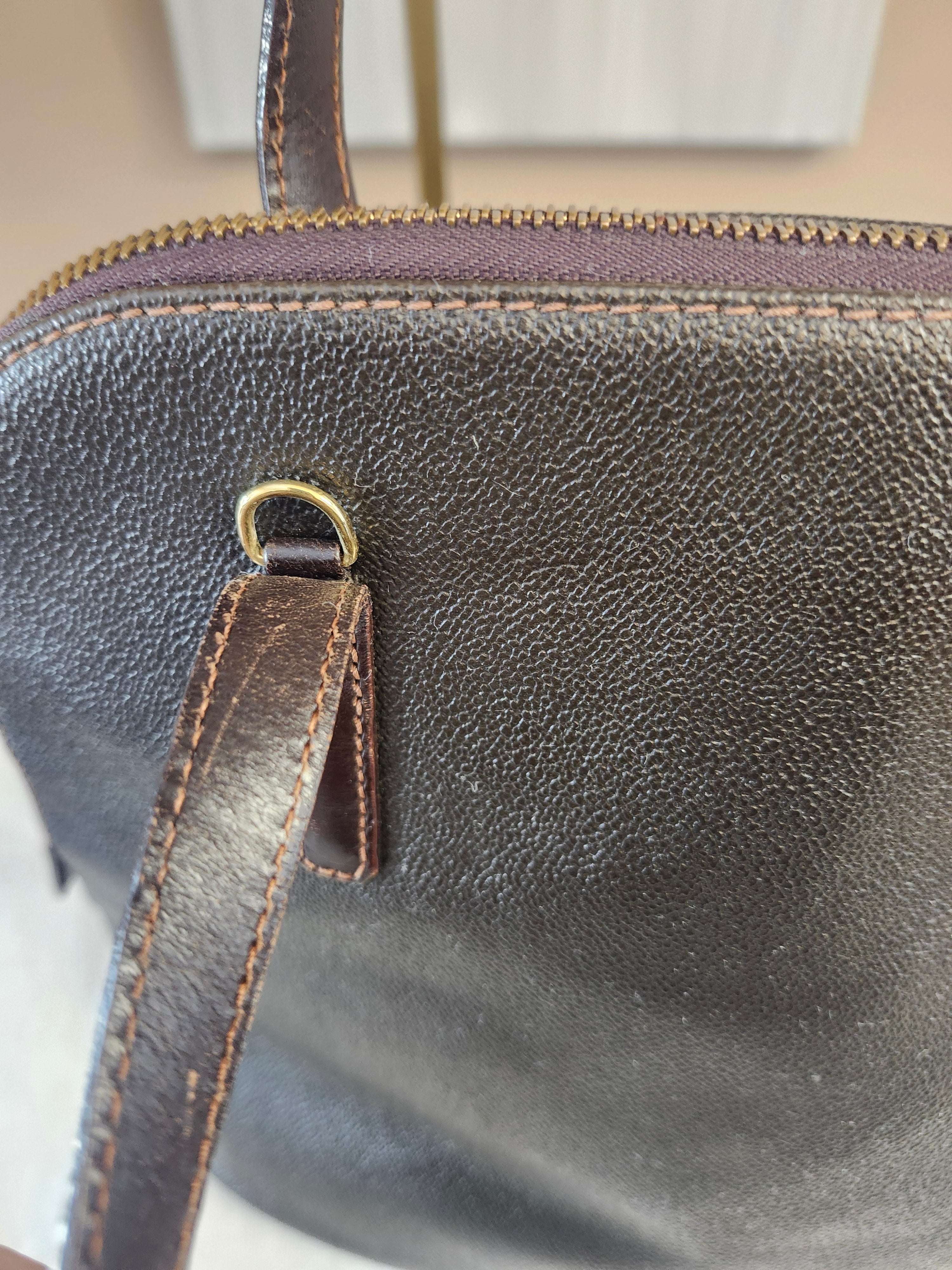 Trussardi Vintage Two Way Brown Leather Women's Bag With Pochette And Dustbag