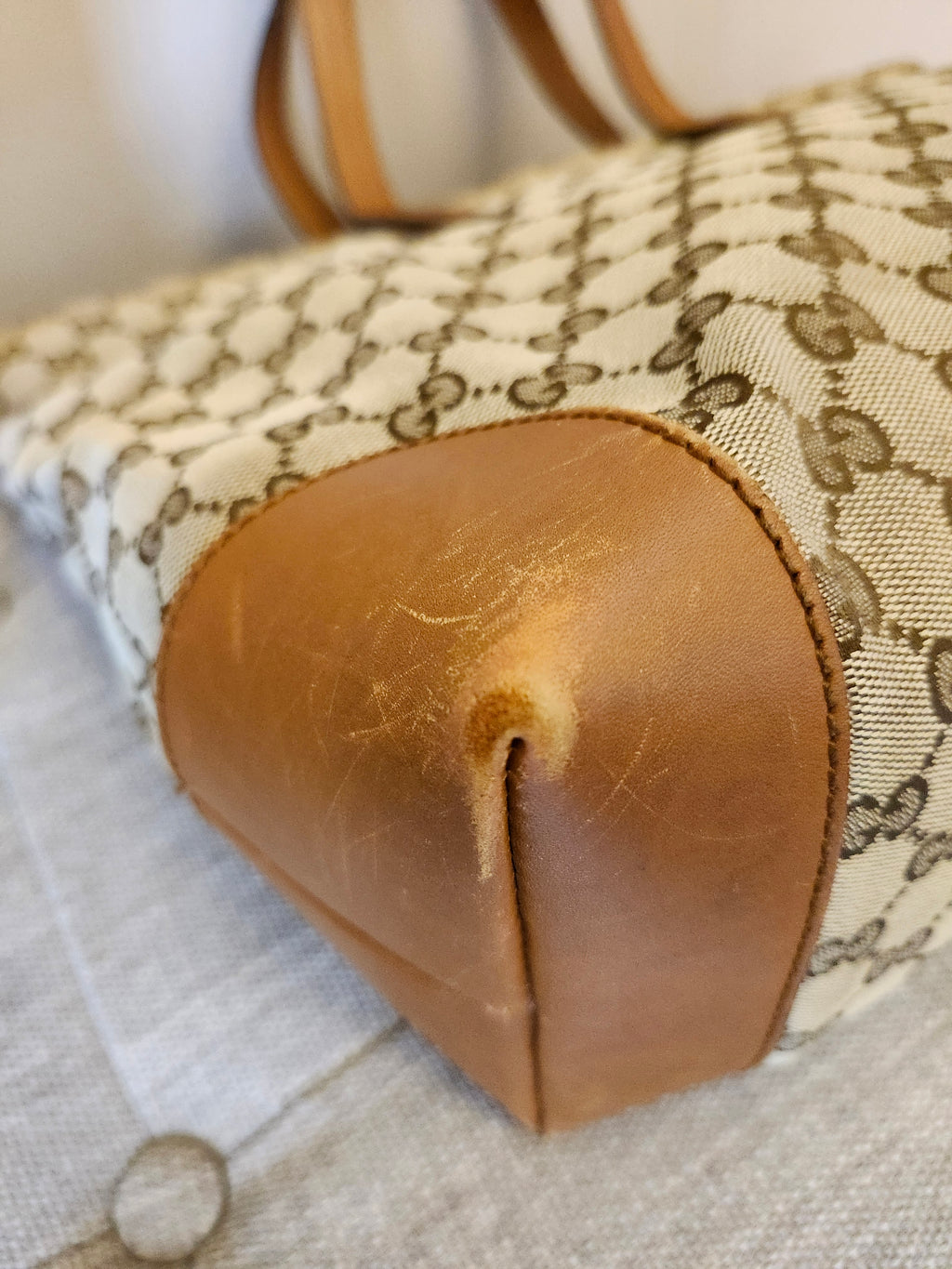 Gucci GG Canvas Sherry Line Shoppers Tote Bag