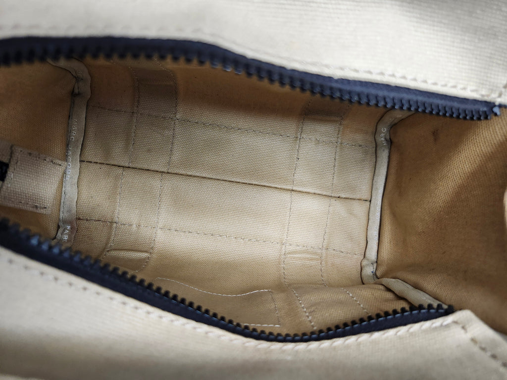 Marc Jacob's The Tote Bag Canvas Tote in Beige Canvas with Black Strap