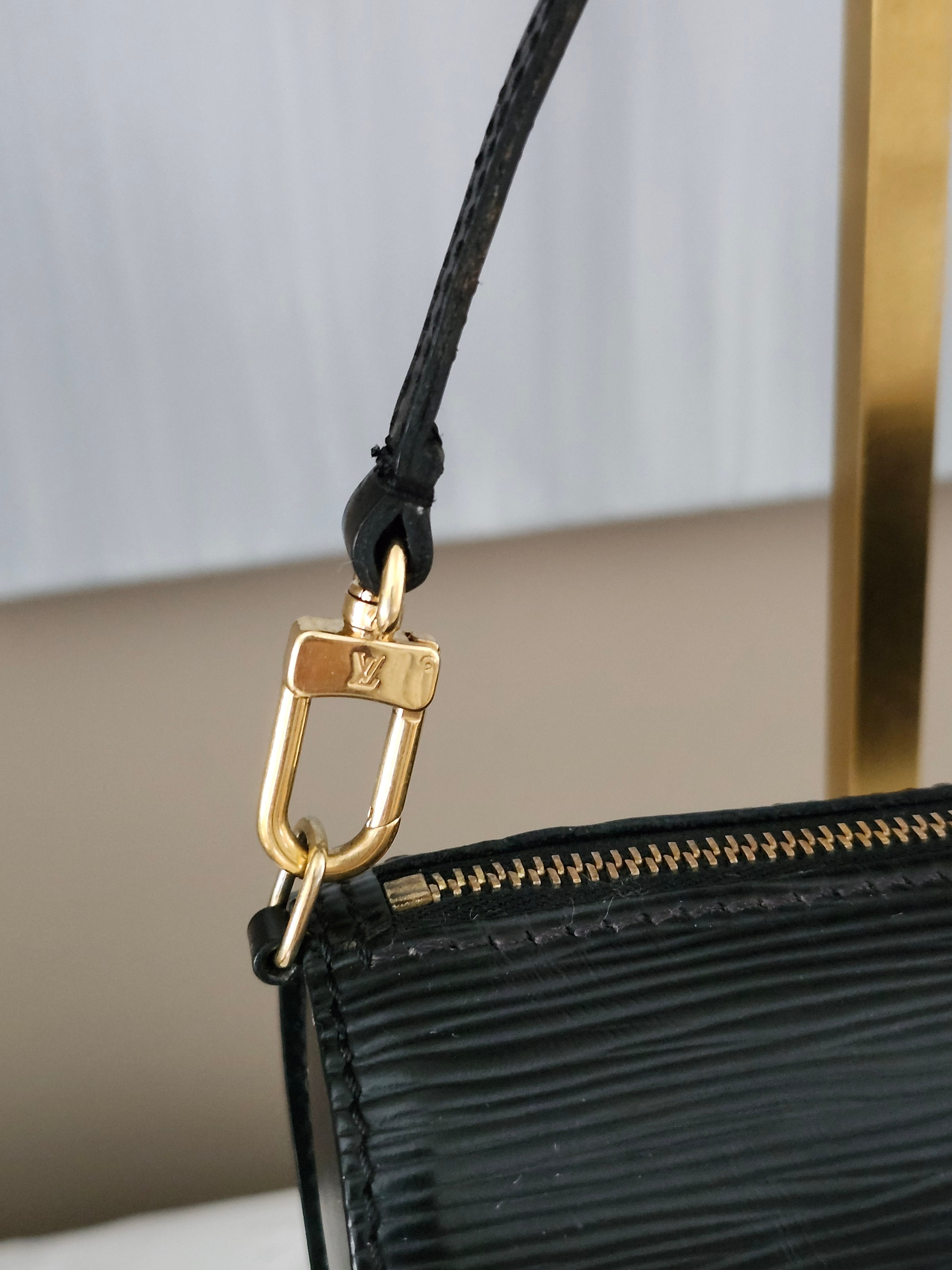 Louis Vuitton Epi Mini Papillion  Pochette in Black with Brass Hardware