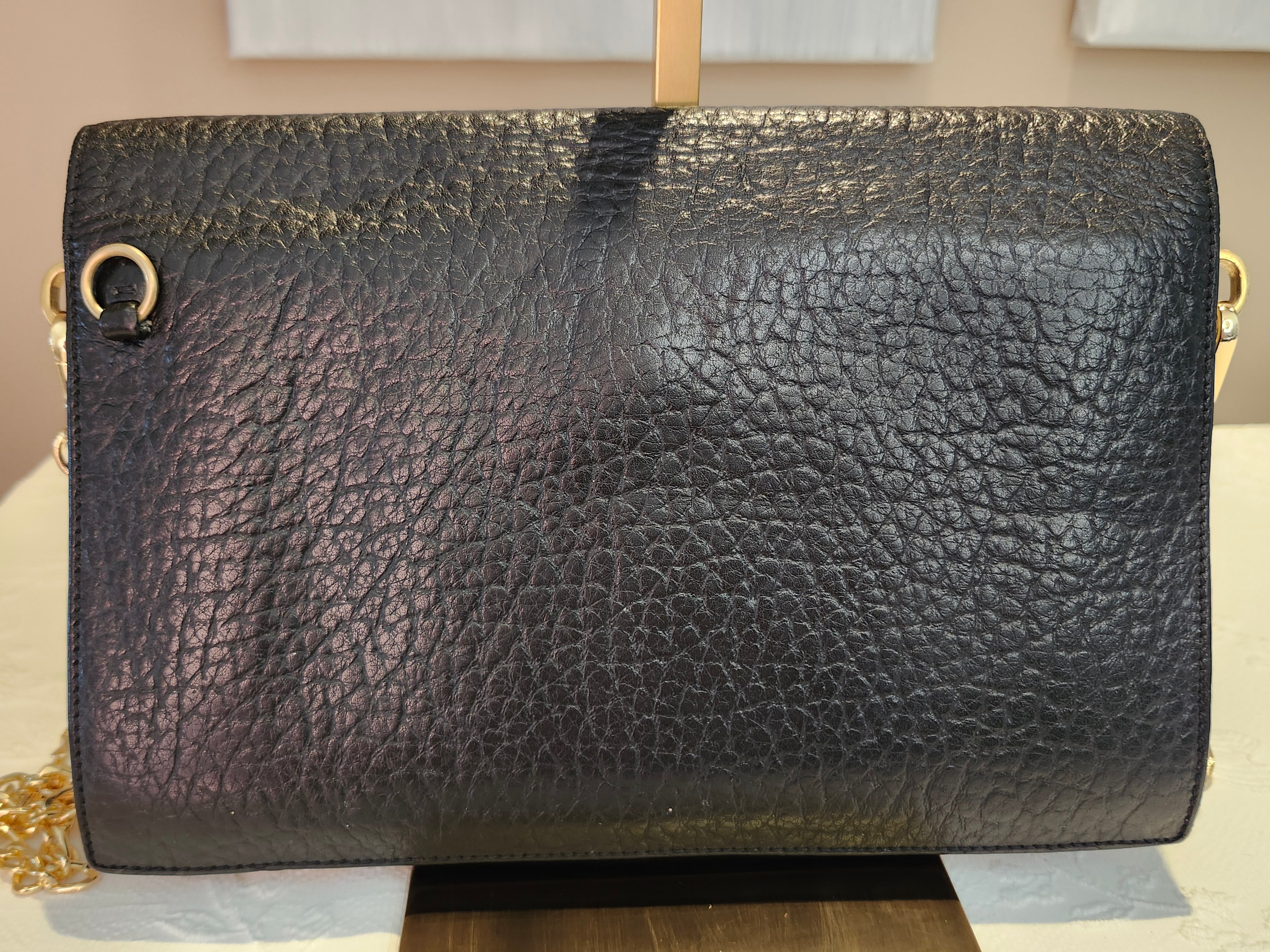 Prada Black Pebbled Leather Clutch or Crossbody Bag