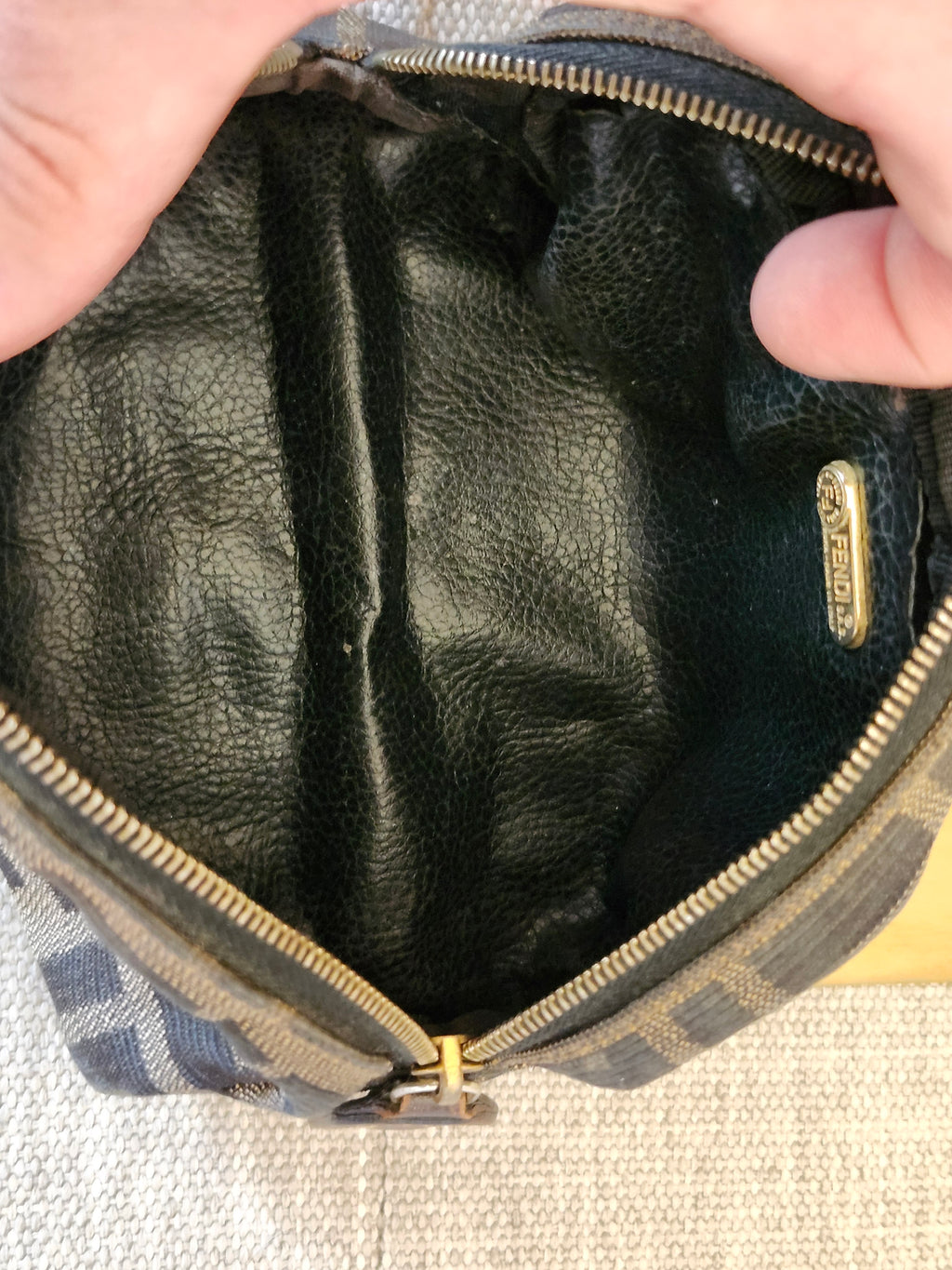 Fendi Zucca FF Canvas Mini Pouch Clutch Cosmetic Bag