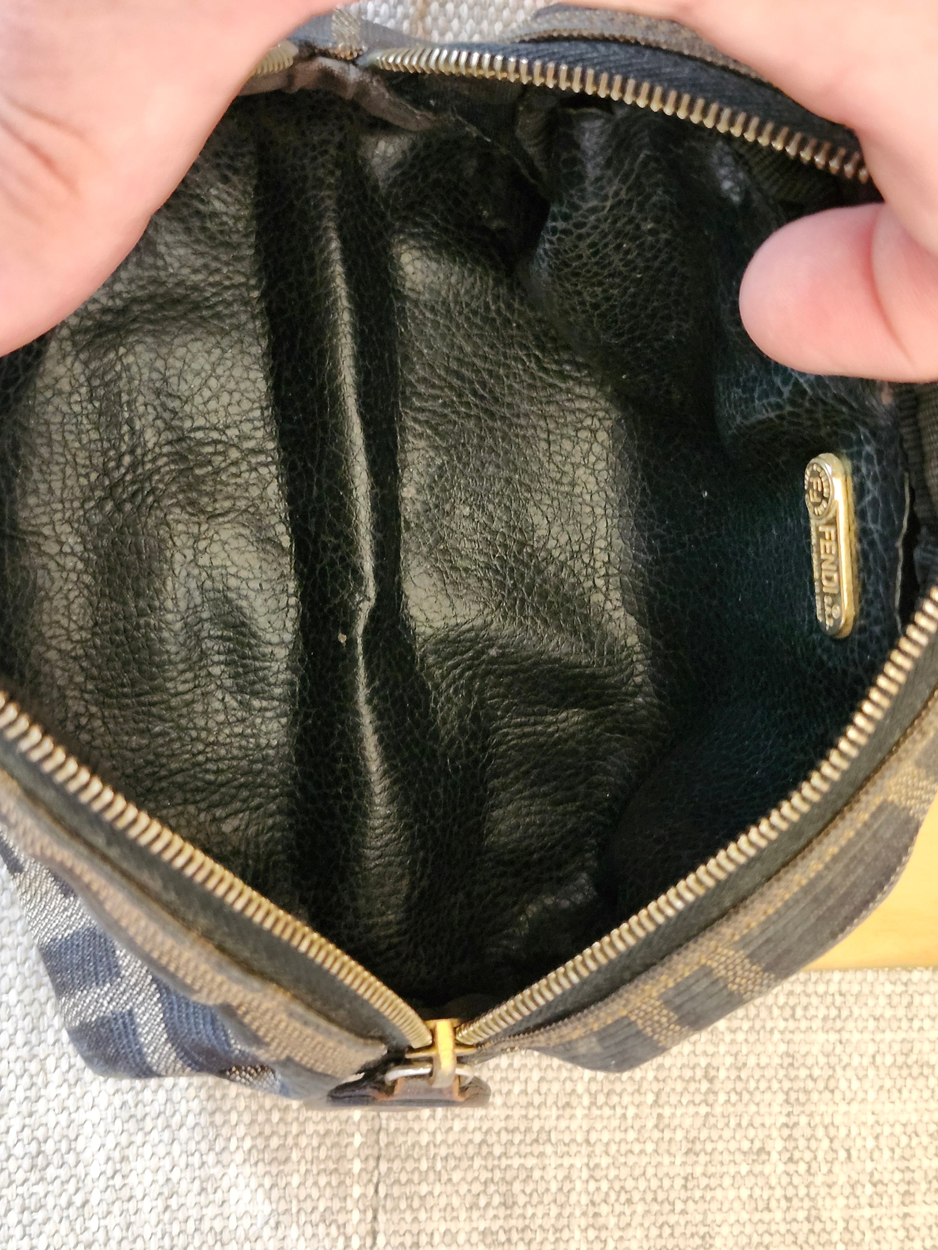 Fendi Zucca FF Canvas Mini Pouch Clutch Cosmetic Bag