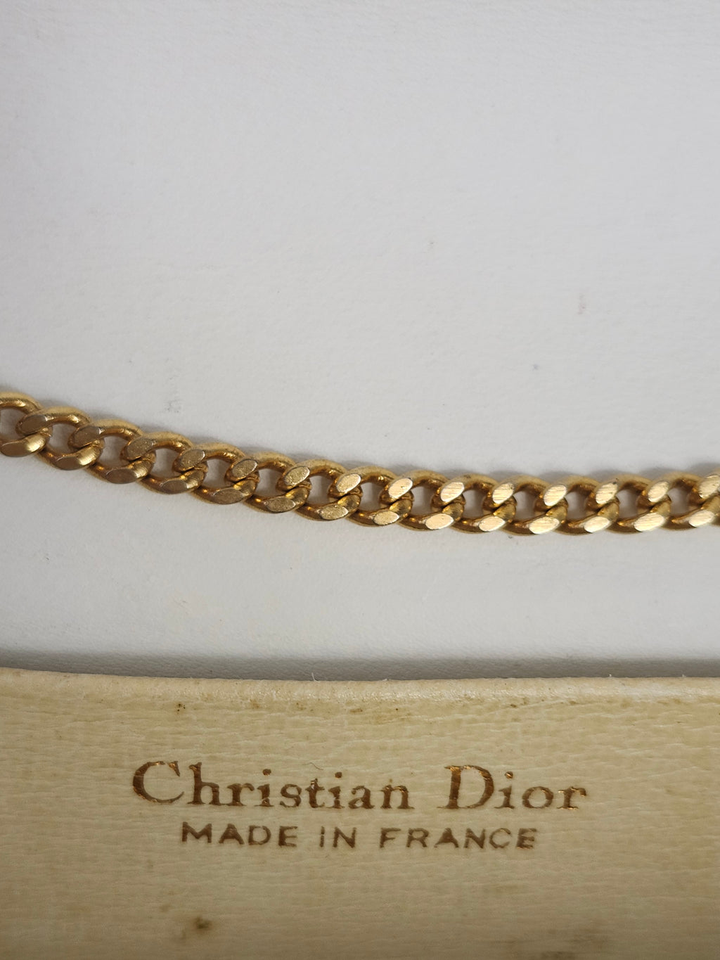 Christian Dior Calfskin White Leather Crossbody Chain Bag with Gold CD Clasp