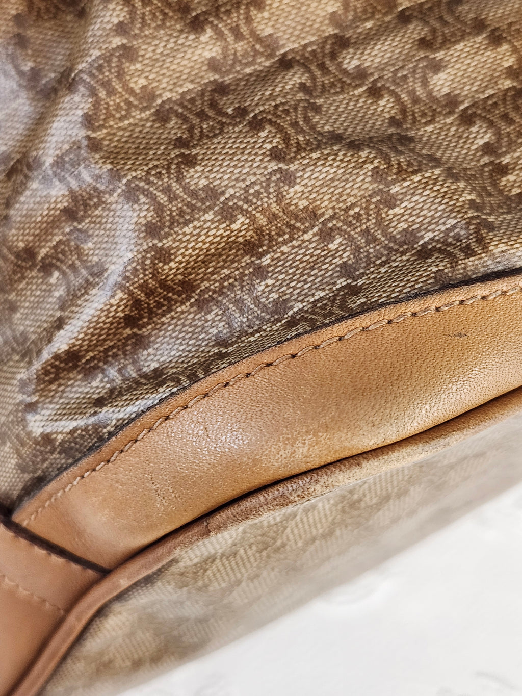 Celine Macadam Vintage Bucket Bag in Beige