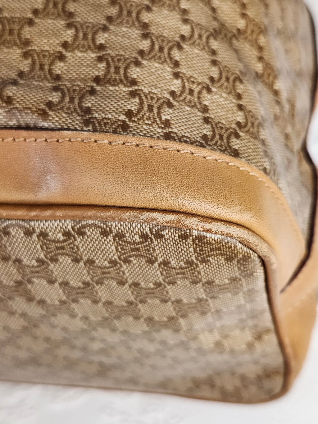 Celine Macadam Vintage Bucket Bag in Beige