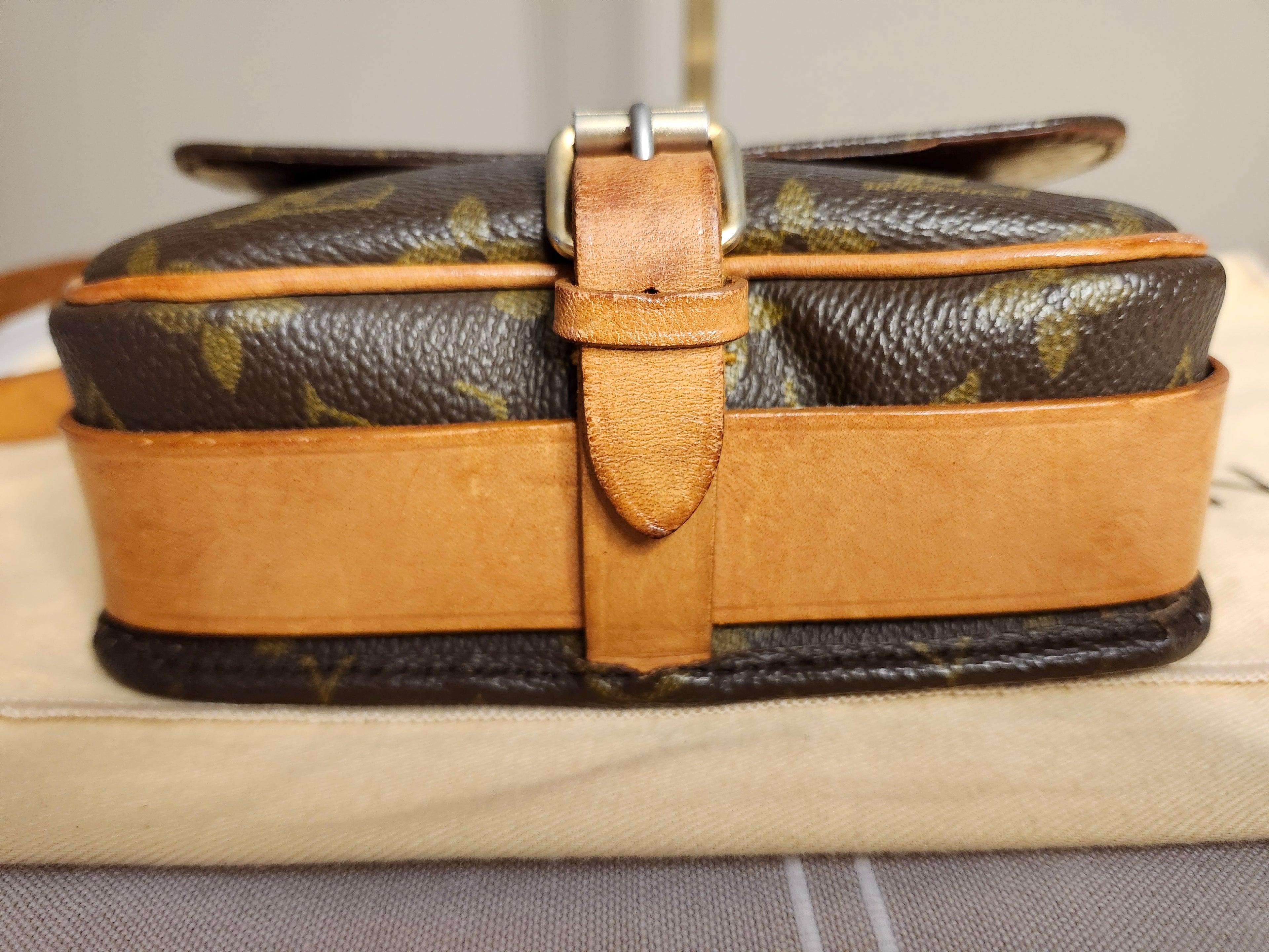 Louis Vuitton Cartouchiere PM Mini Brown and Tan Monogram Adjustable Crossbody Bag