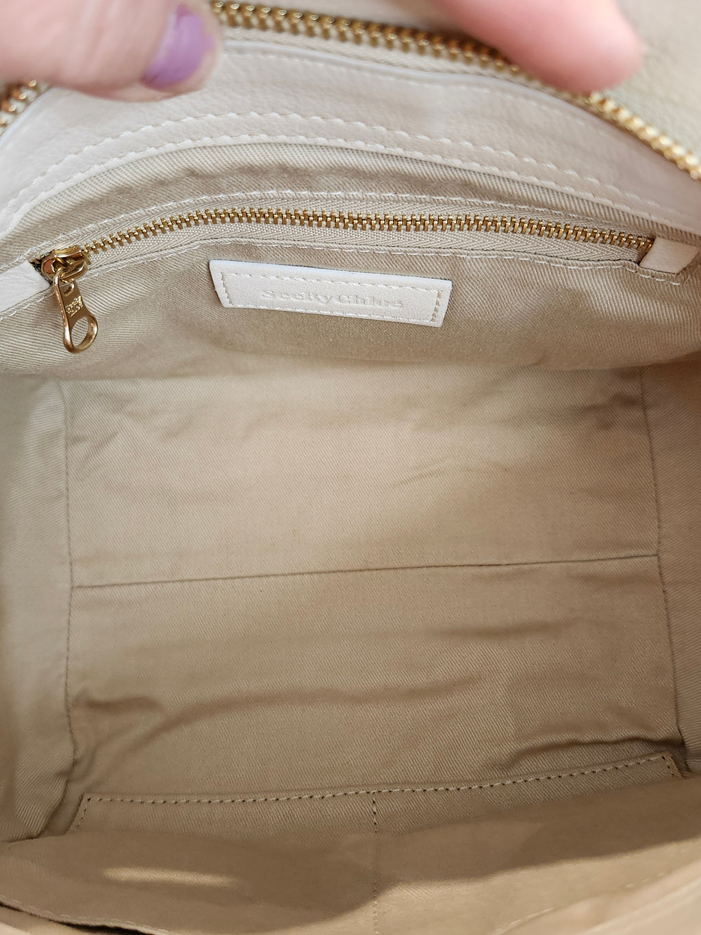 See by Chloé Paige Mini Leather 2-way Convertible Hand Bag in Cream